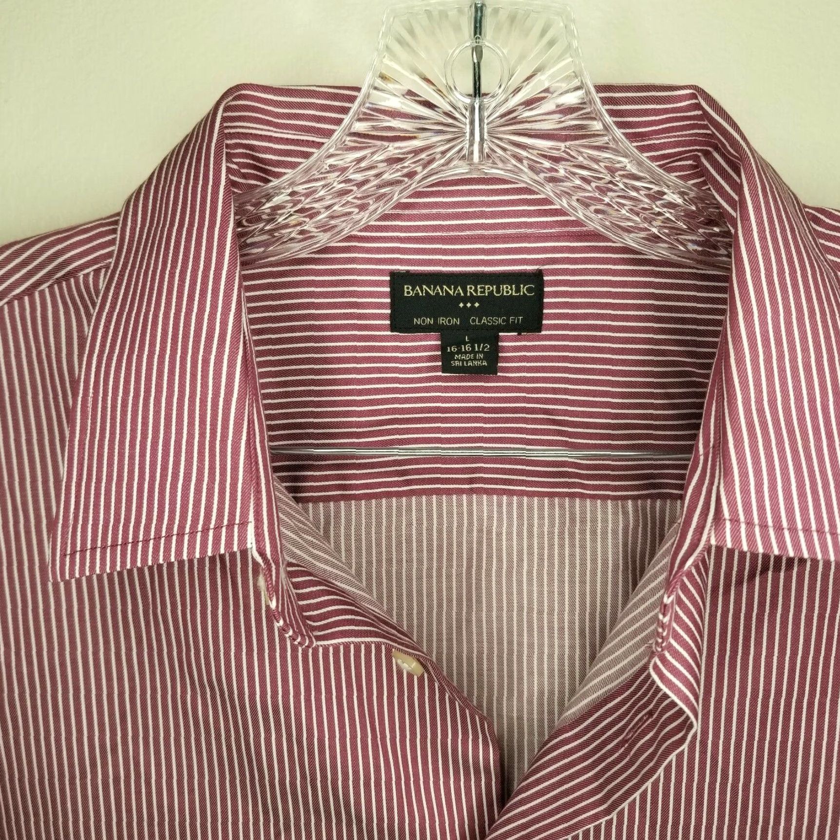 Banana Republic Banana Republic Shirt Mens Long Sleeve Button-Up Striped Purple Pink White Size L Size US L / EU 52-54 / 3 - 2 Thumbnail