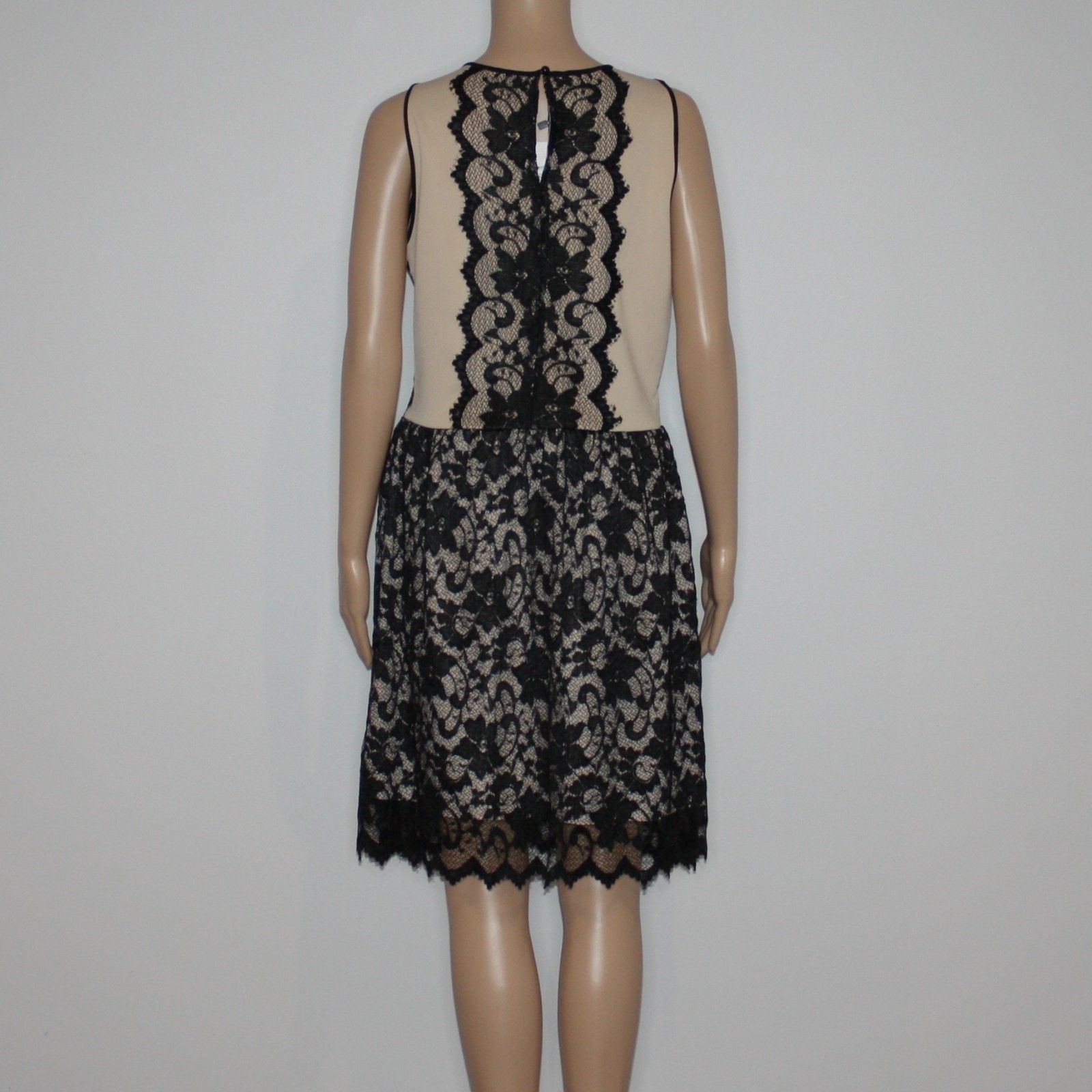 Other Wyatt Black Stretch Lace & Nude Silk Skirt Dress MSRP $260 Size L / US 10 / IT 46 - 6 Thumbnail