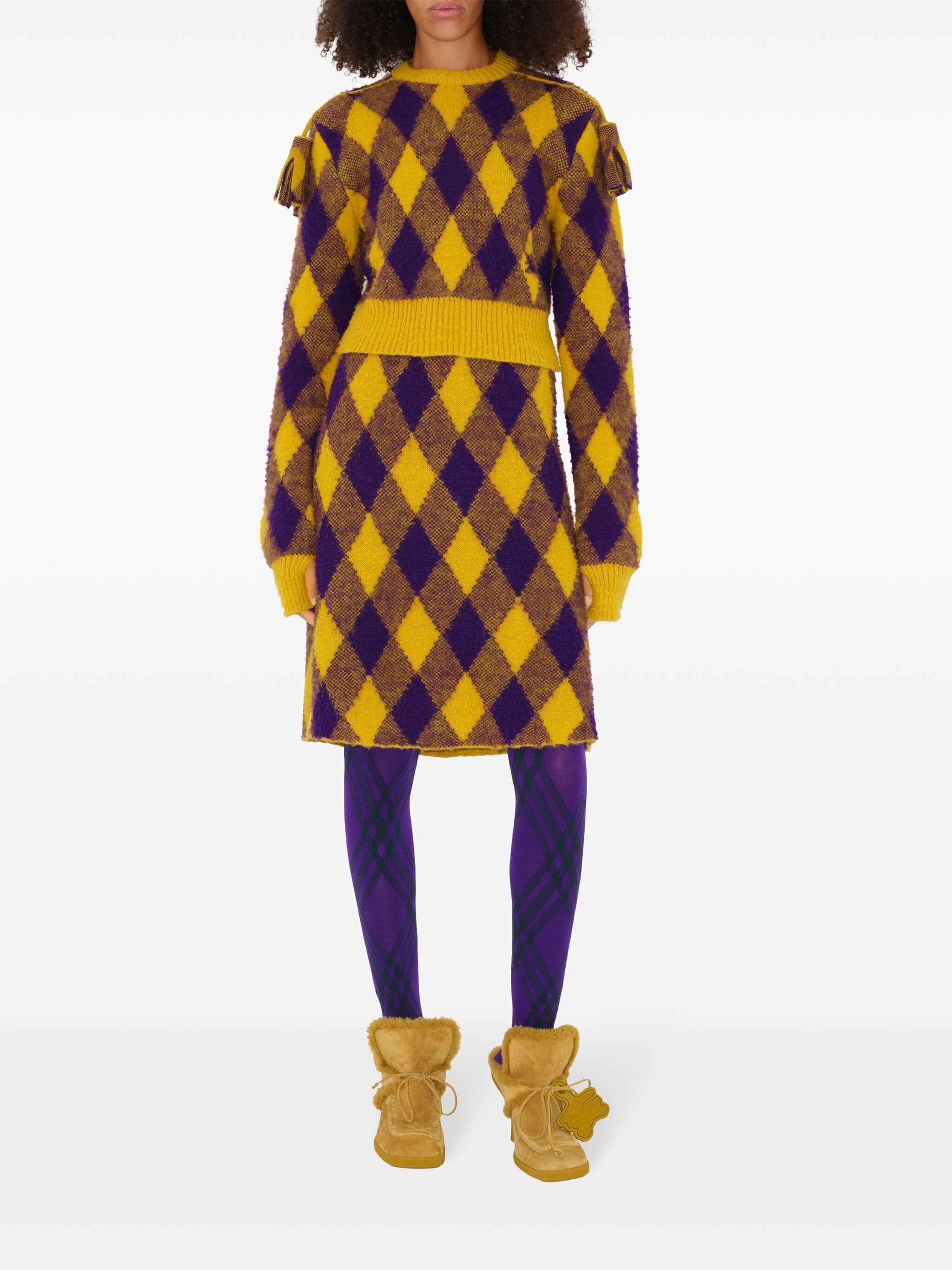 Burberry BURBERRY yellow purple argyle knit wool skirt Daniel Lee Size 30" / US 8 / IT 44 - 2 Thumbnail
