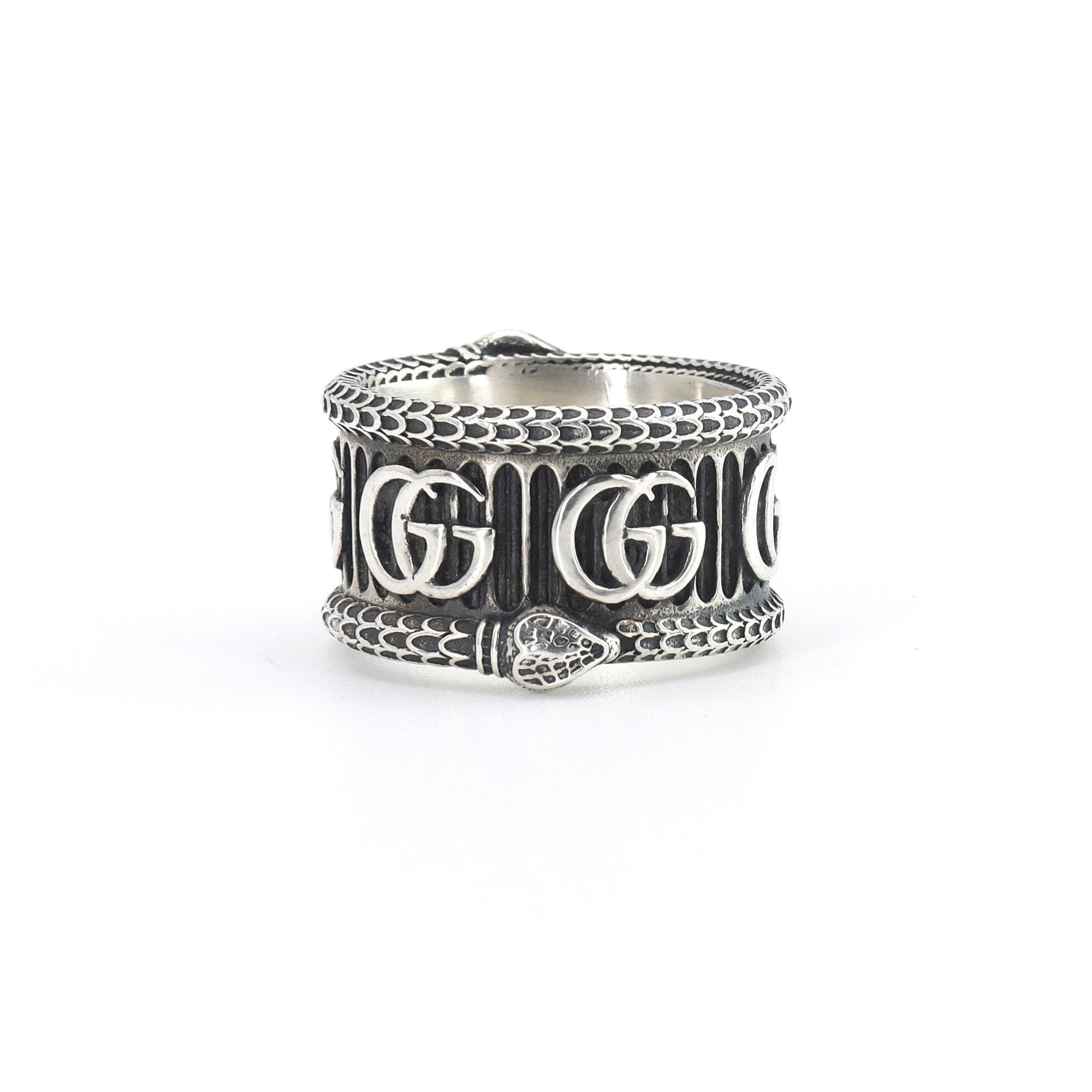 Gucci Silver GG Snake Detail Ring-2506