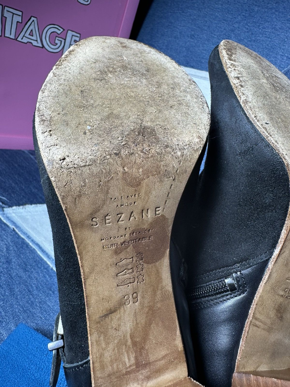 Sezane Sezane Ankle Boots Suede Leather Block Heels Buckle Strap Size US 9 / IT 39 - 21 Thumbnail