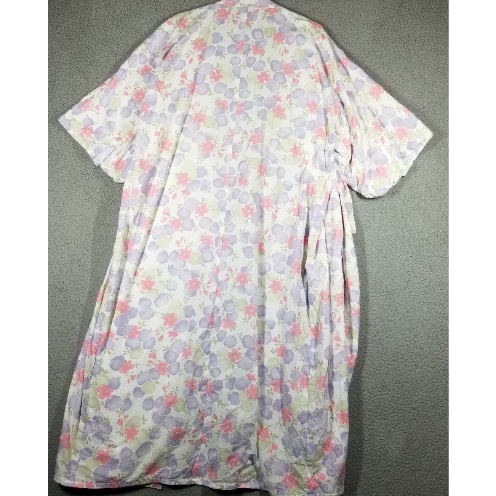 Vintage VINTAGE Japanese Cotton Kimono Robe Women Long Floral Sleepwear One Size Purple White Pink Size ONE SIZE - 4 Thumbnail
