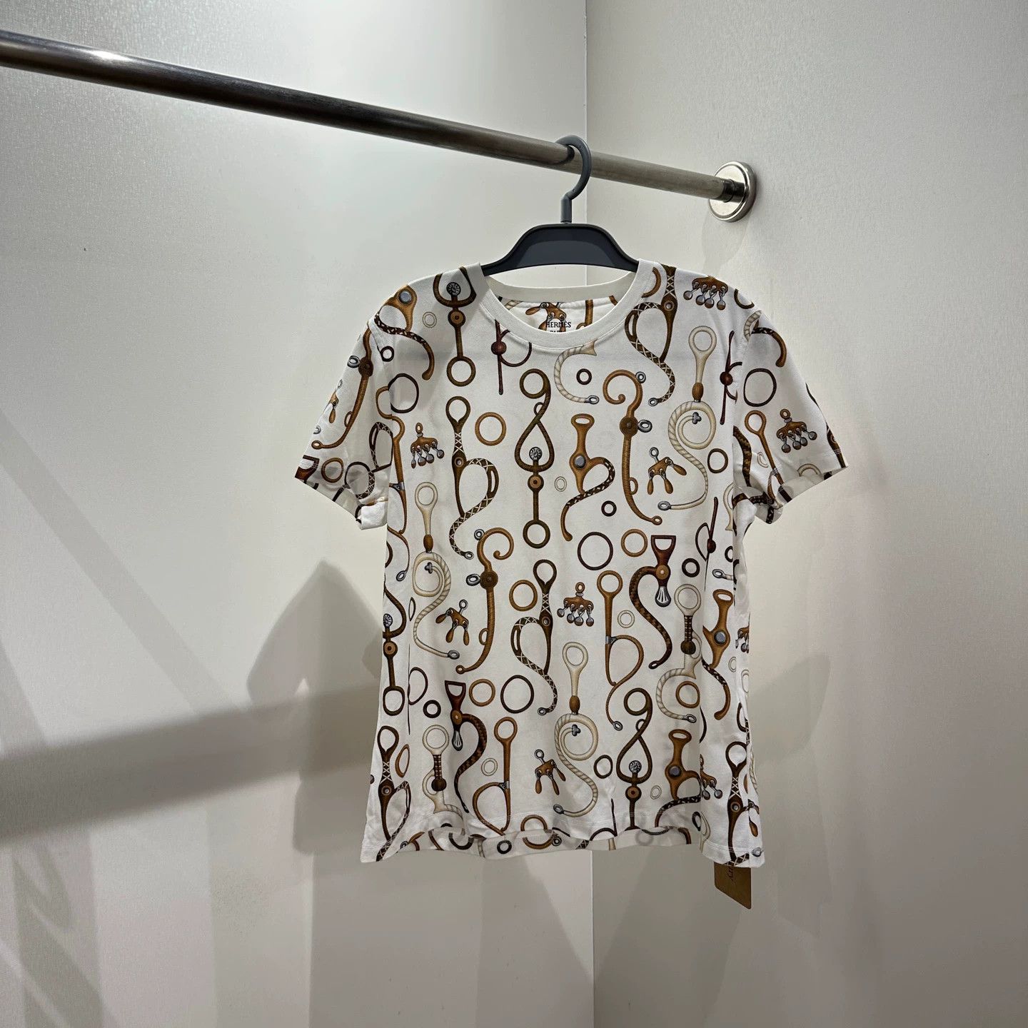 Hermes Hermes may402 Equestrian Harness Short Sleeve Tee 44 Cotton Size L / US 10 / IT 46 - 1 Thumbnail
