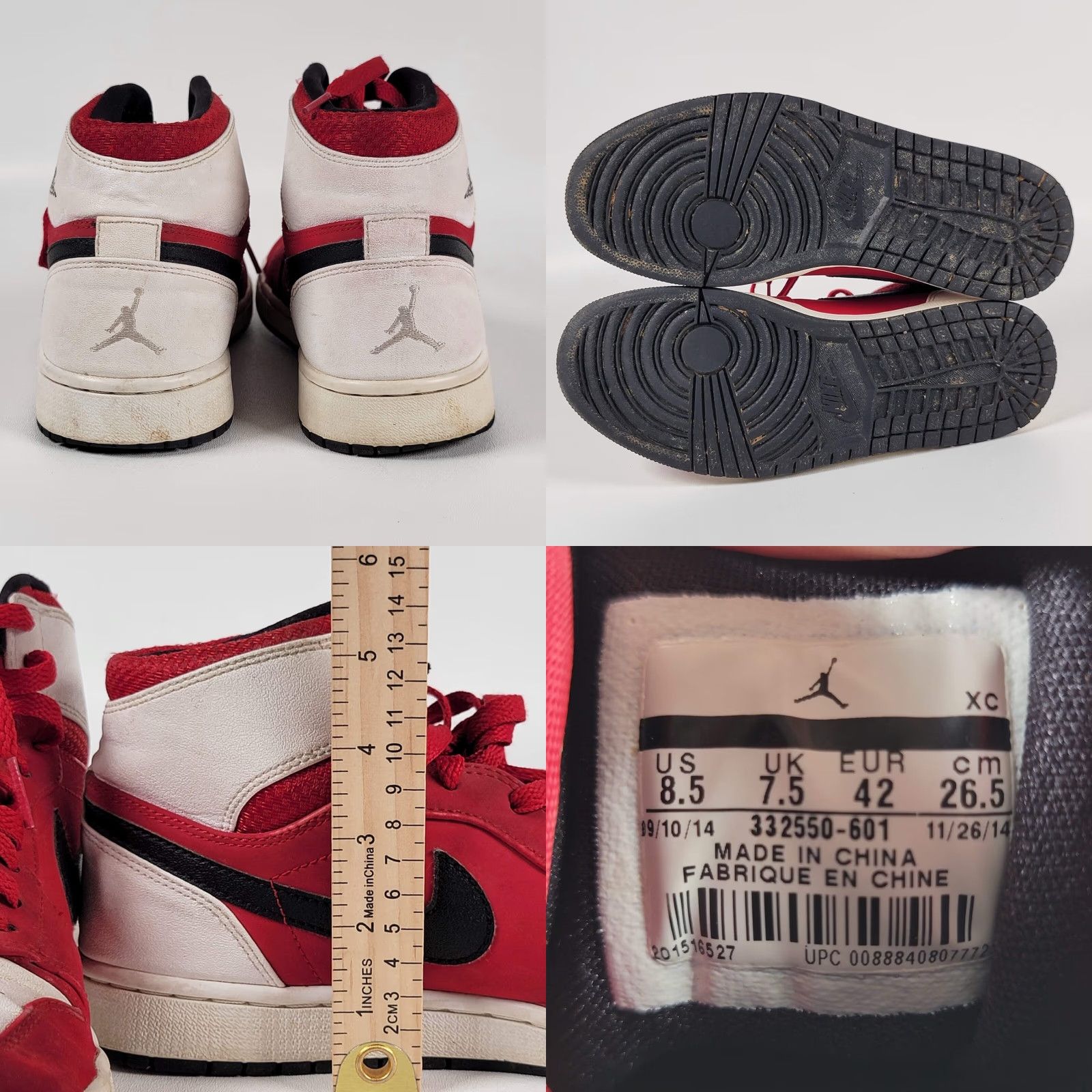 Jordan Brand Jordan Air 1 Retro High Blake Griffin Gym Red Black White Sneakers Mens 8.5 Shoes Size US 9 / EU 42 - 8 Thumbnail