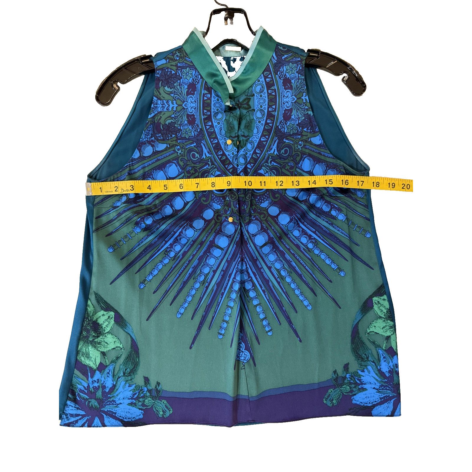 Elie Tahari Elie Tahari Women’s XS Sleeveless Blouse Teal Baroque Size XS / US 0-2 / IT 36-38 - 5 Thumbnail
