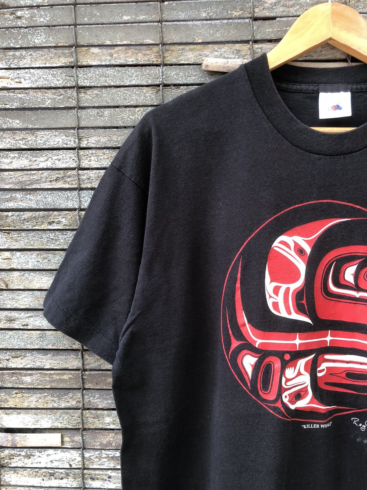 Fruit Of The Loom × Vintage Vintage 90s Sunfaded Killer Whale By Reg Davidson Art Tee Size US XL / EU 56 / 4 - 5 Thumbnail