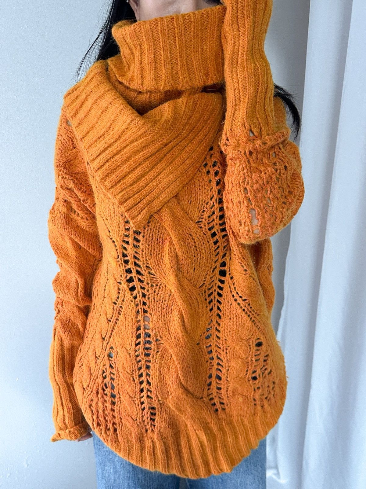 Prada 2000s Max Mara Crochet Knit Turtle Neck Size US XL / EU 56 / 4 - 12 Thumbnail