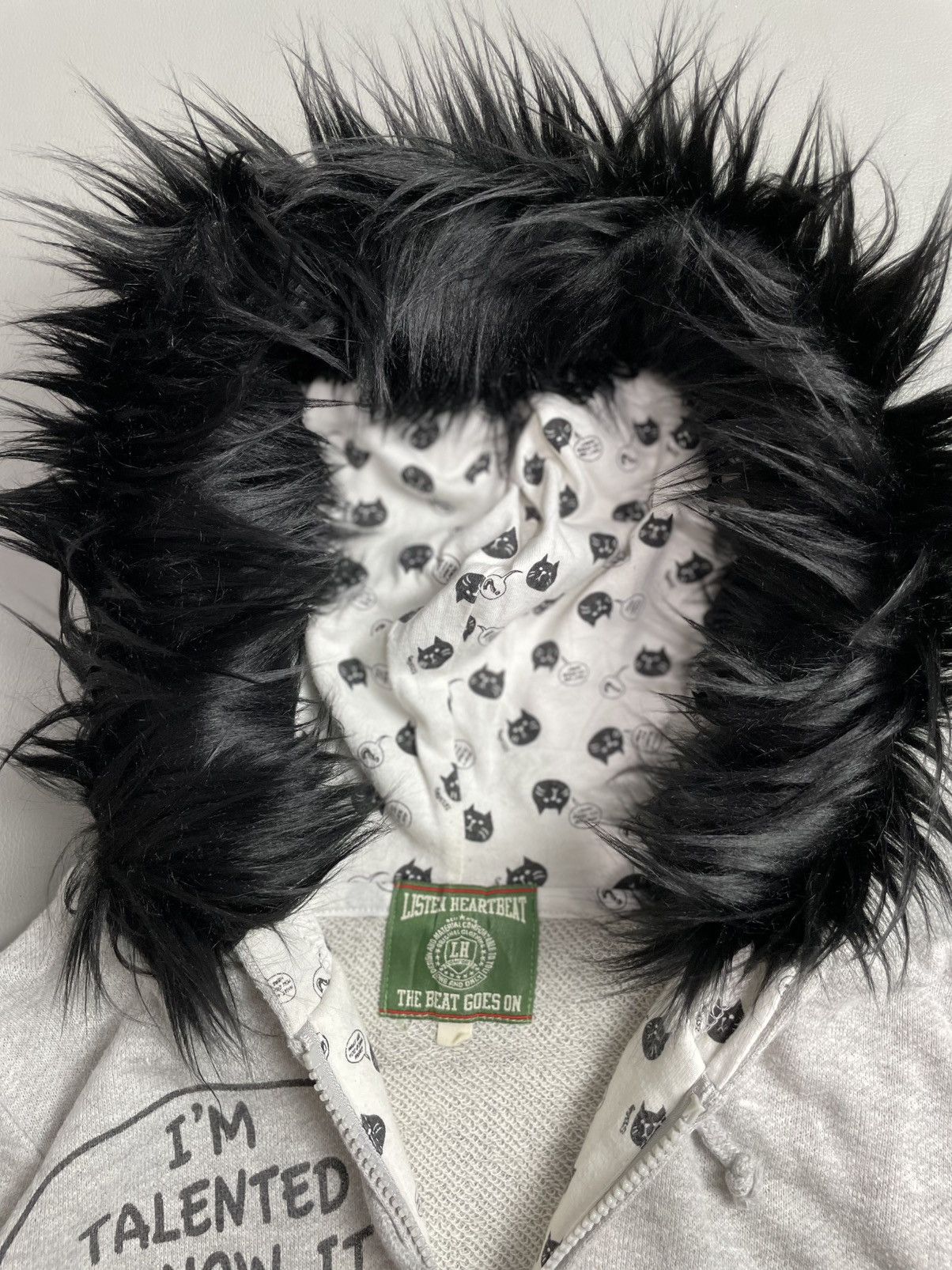 Japanese Brand Listen Heartbeat Zip Fur Hoodie poem cat Size M / US 6-8 / IT 42-44 - 4 Thumbnail