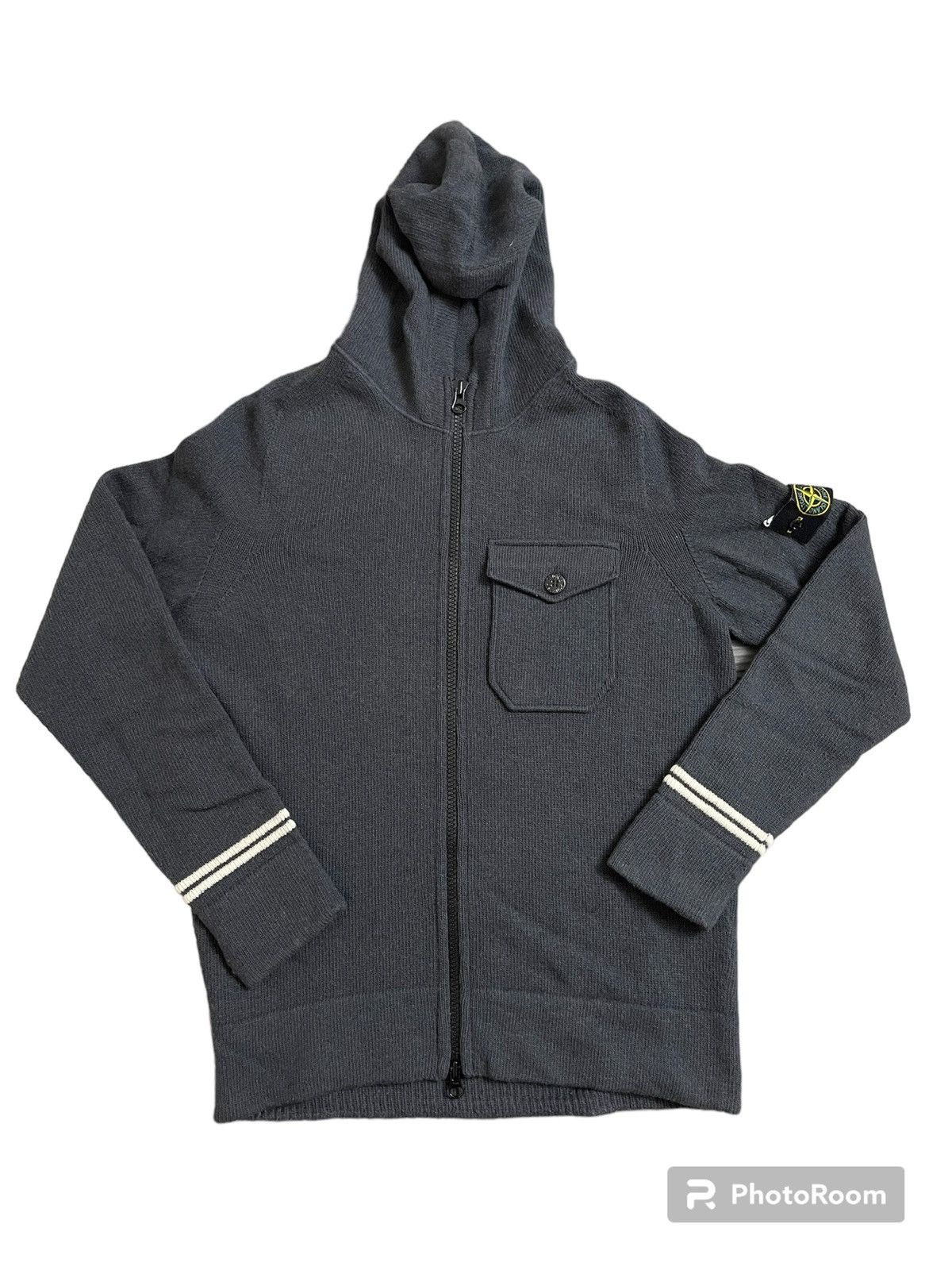 Stone Island Stone Island Knitted Wool Zip Sweater Grey - Size Large Size US L / EU 52-54 / 3 - 1 Thumbnail