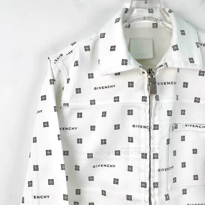Givenchy Givenchy White Logo Print Cotton Collar Zip Front Long Sle Size XXS / US 00 / IT 34 - 3 Thumbnail