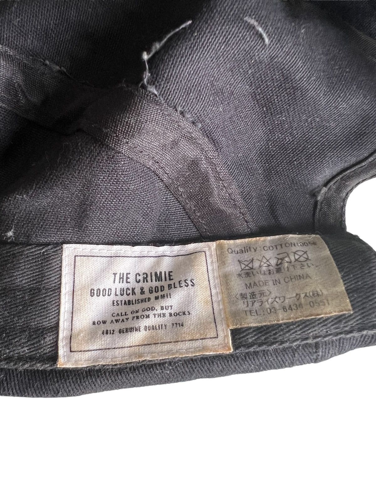 Japanese Brand The Crime 🇯🇵 Patch Leather Strap Adjustable 5 Panel Cap Size ONE SIZE - 6 Thumbnail