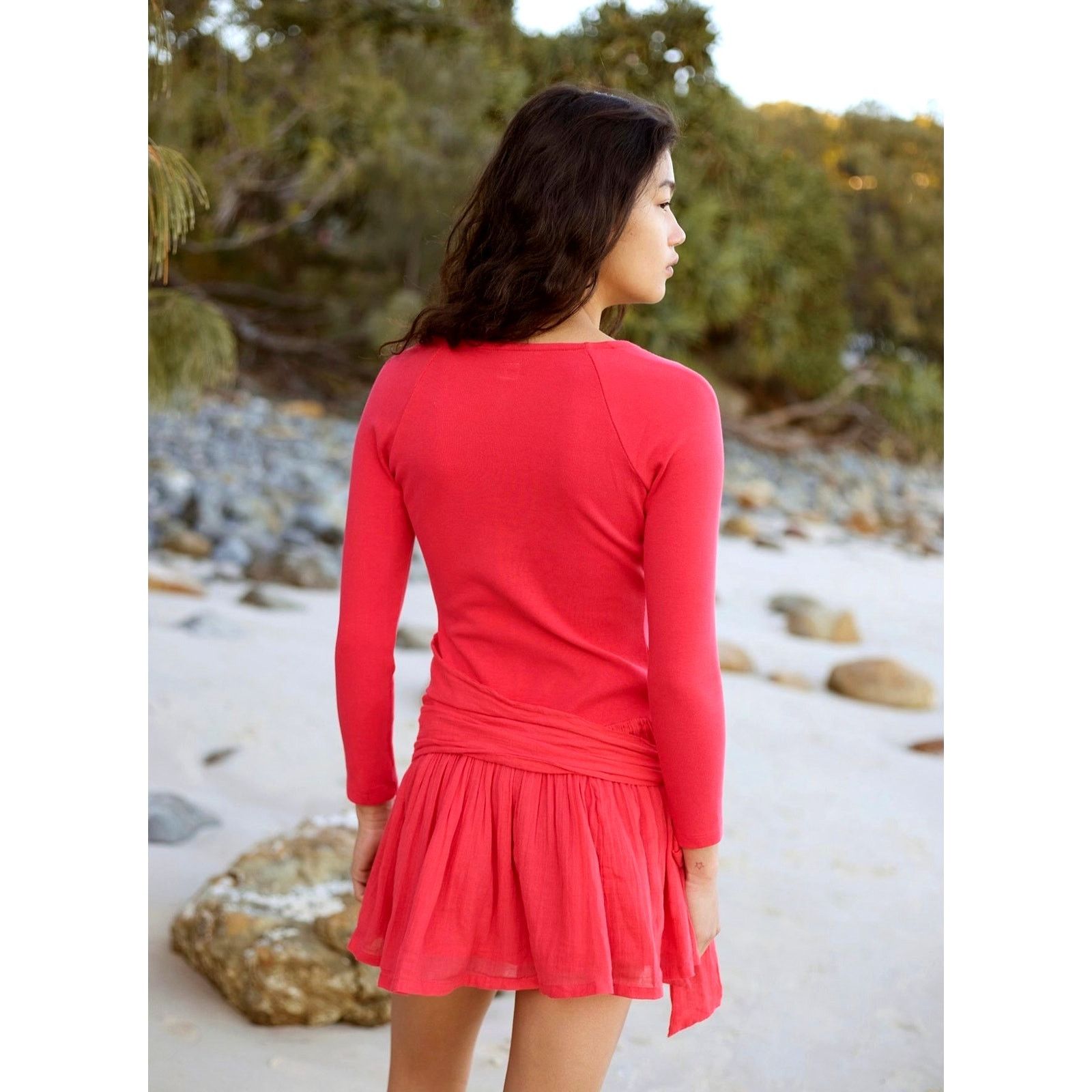 Free People Free People Lexi Drop Waist Mini Dress High Risk Red M Size M / US 6-8 / IT 42-44 - 4 Thumbnail