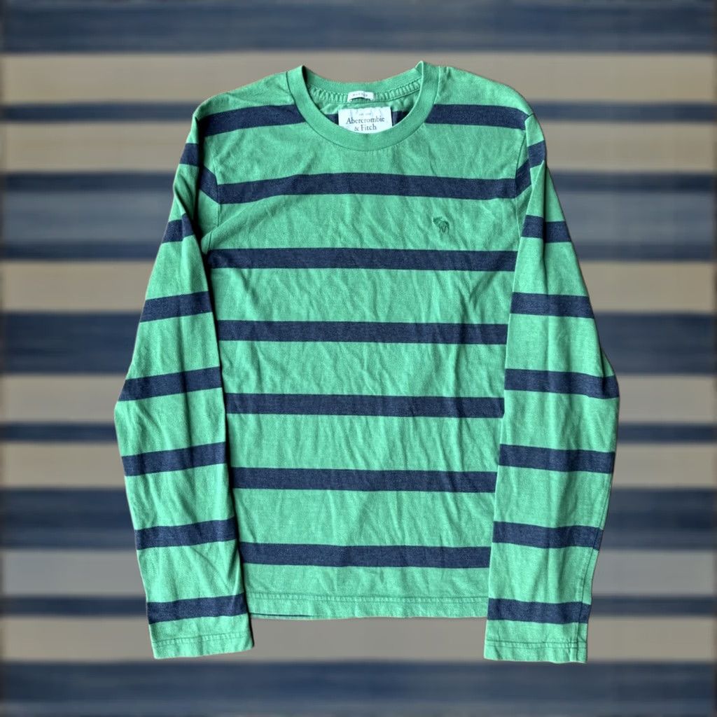 Abercrombie & Fitch VINTAGE Abercrombie & Fitch Muscle Striped Long Sleeve Shirt Mens Large Green Crew Neck Knit Cotton Logo No Size US L / EU 52-54 / 3 - 1 Thumbnail