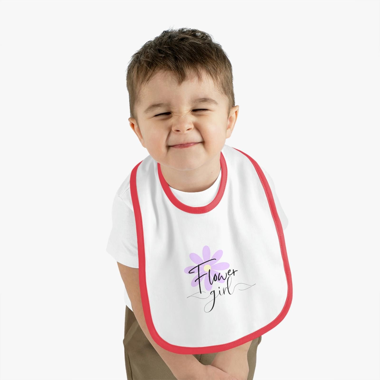 Designer Flower Girl Ideas, Baby Bib for Flower Girl, Jersey Bib Size ONE SIZE - 6 Thumbnail