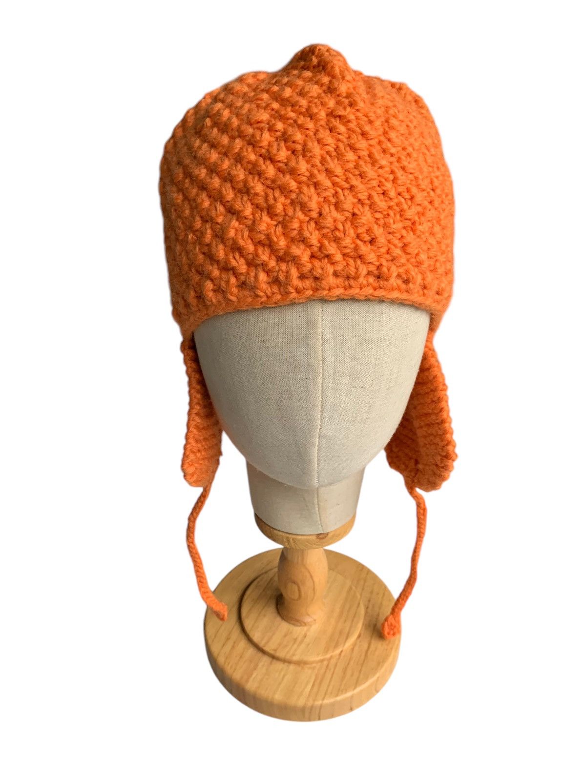 Handmade × Japanese Brand Knitted crochet Rare Design Earflap Beanie Hats Size ONE SIZE - 4 Thumbnail