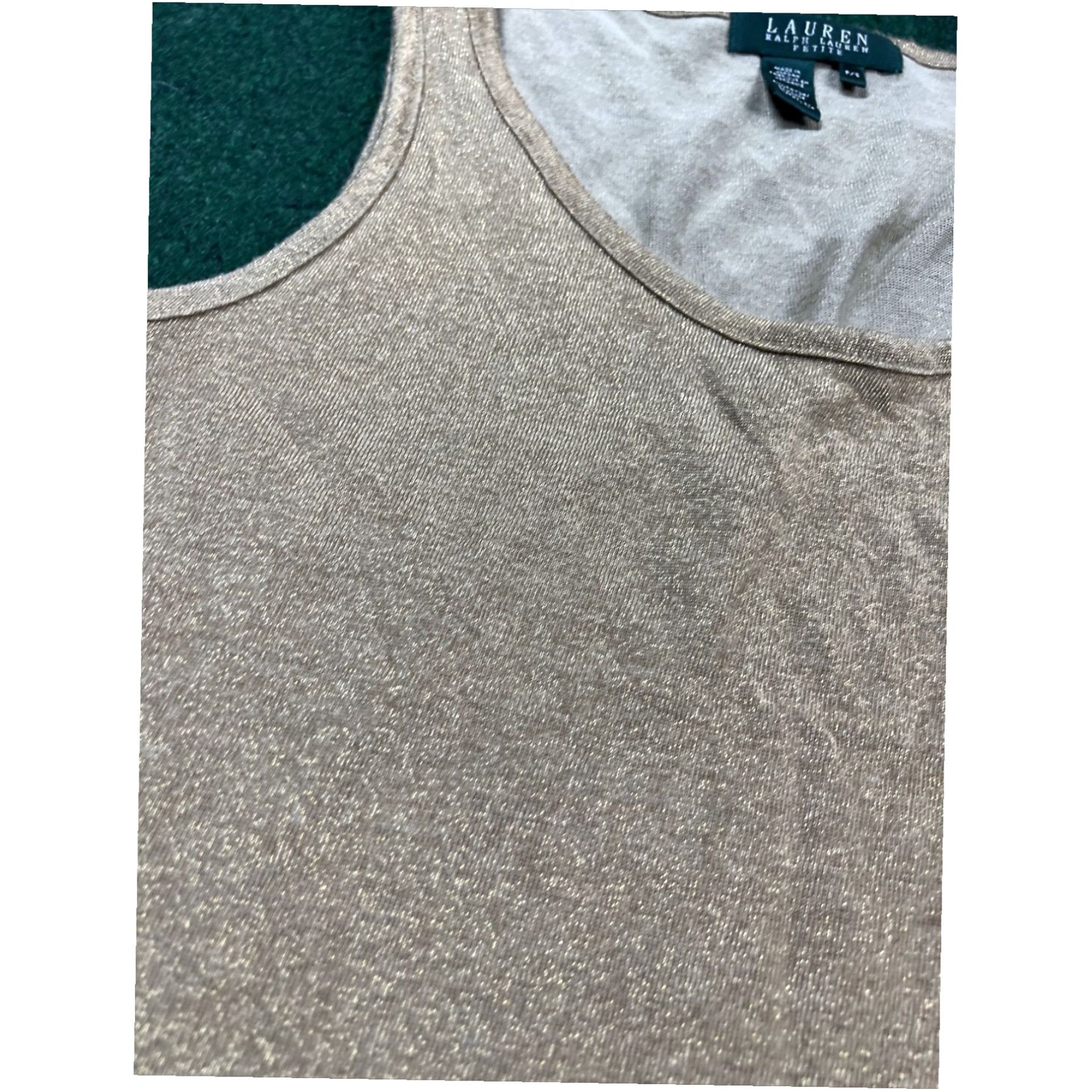 Ralph Lauren Lauren Ralph Lauren Tank Shirt PS Women Gold Rayon Metallic Petite Small Shiny Size S / US 4 / IT 40 - 3 Thumbnail