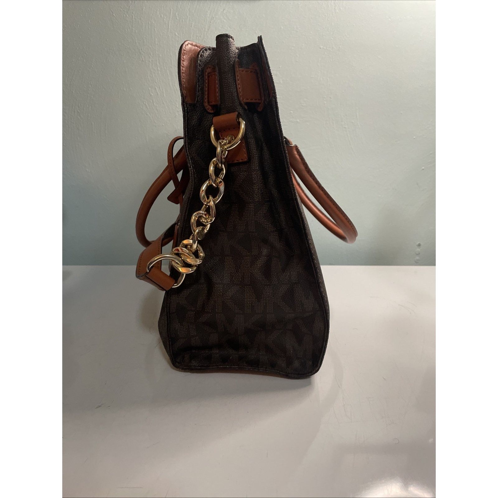 Michael Kors Michael Kors Hamilton Satchel Purse Signature MK Leather Size ONE SIZE - 7 Thumbnail