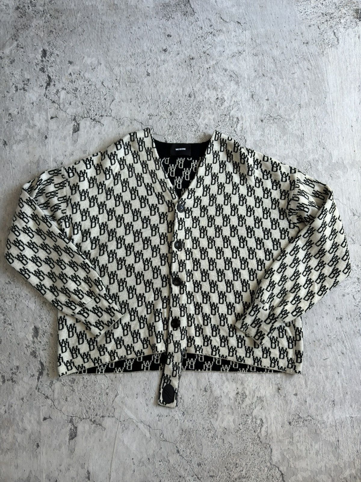 WE11DONE Welldone We11done Monogram Buttoned Wool Cardigan Size US XL / EU 56 / 4 - 5 Thumbnail