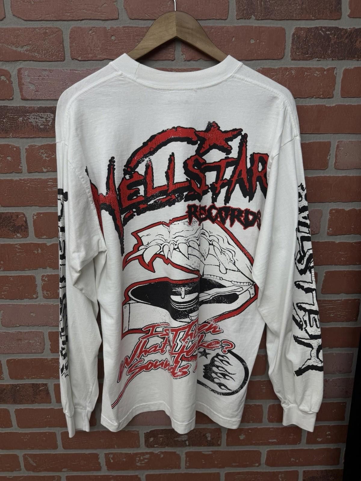 HELLSTAR Hellstar Records White Long Sleeve Jersey Graphic Shirt (M) Size US M / EU 48-50 / 2 - 11 Thumbnail