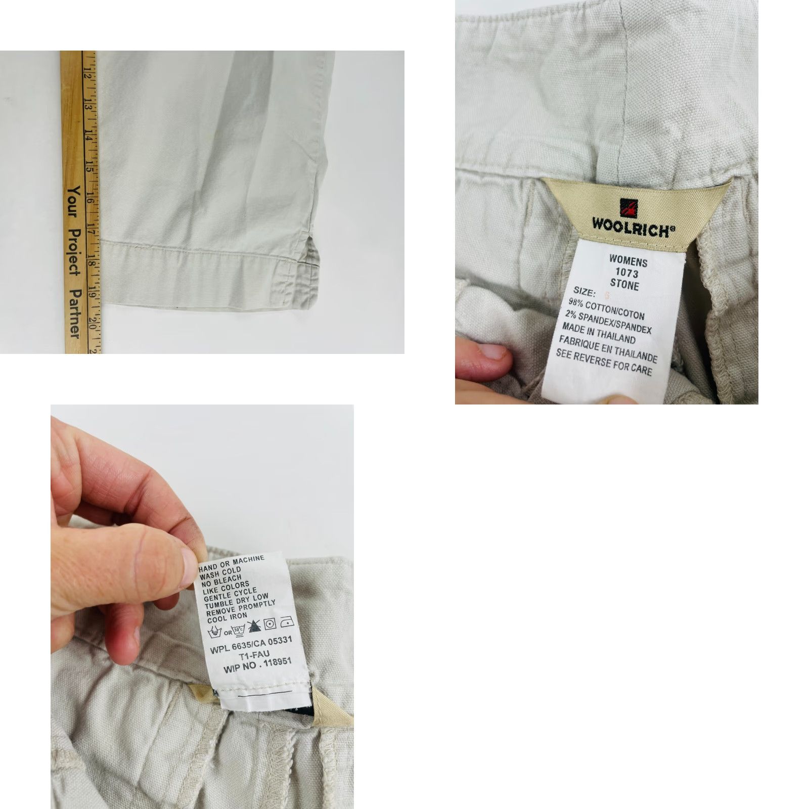 Vintage Woolrich Pants Women's Size 6 Tan Capri Straight Leg Mid Rise Pockets Slit Hem Mens? Size 28" / US 6 / IT 42 - 8 Thumbnail