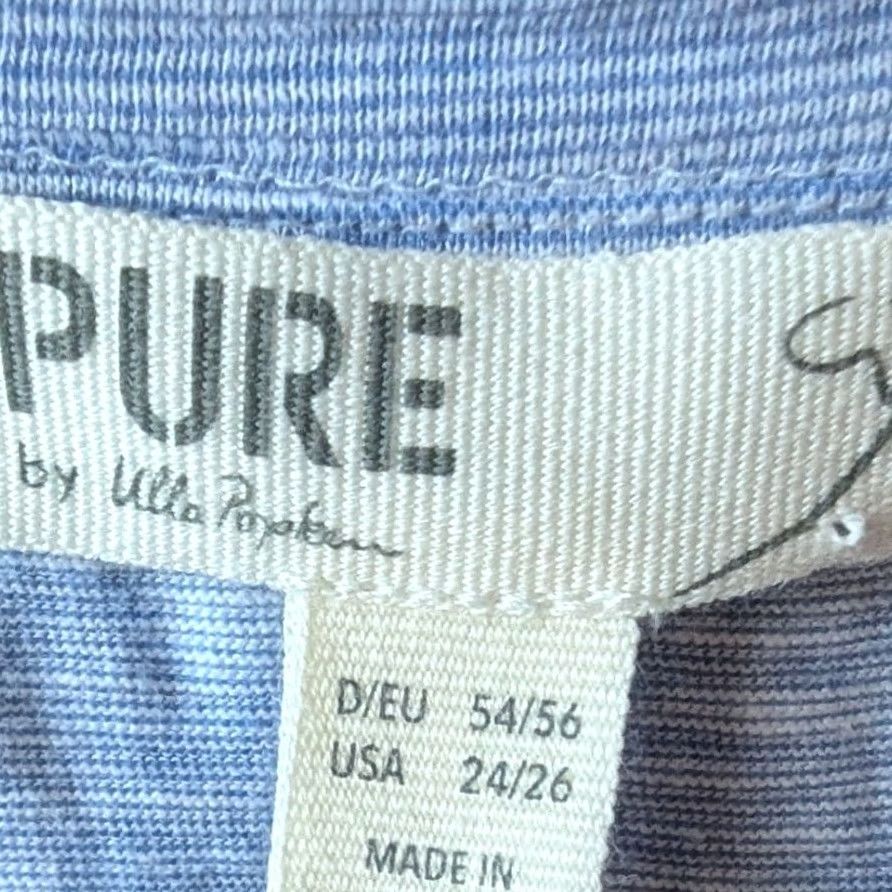 Vintage Pure by Ulla Popken T-Shirt Blue Striped Organic Cotton Sz 24/26 Sustainable Size 4XL / US 24-26 - 6 Thumbnail