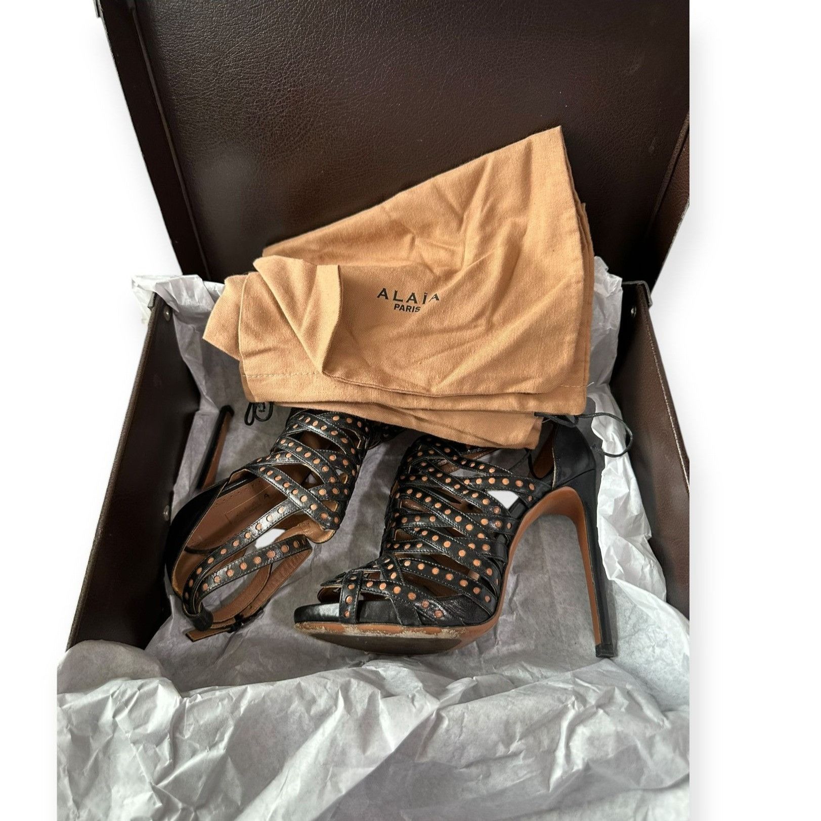 Alaia Alaïa Black Leather Caged High Heel Sandal, 36 EU, in Box Size US 6 / IT 36 - 15 Thumbnail