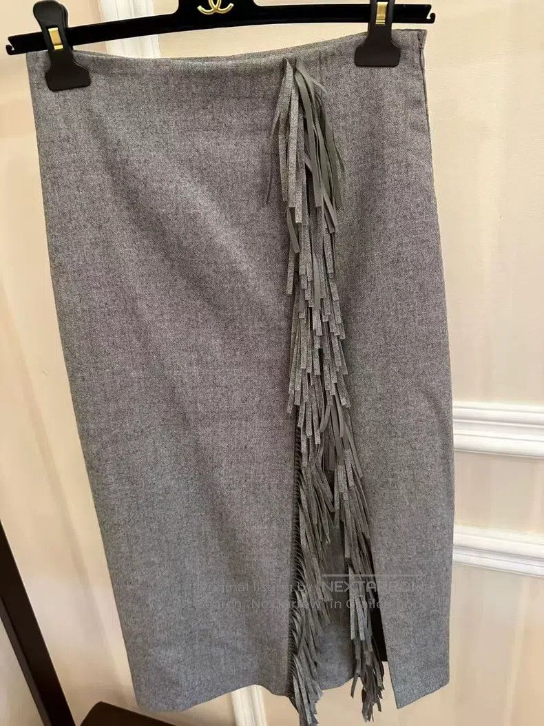 Brunello Cucinelli Brunello Cucinelli Fringe Wool Skirt Size 25" / US 0 / IT 36 - 3 Thumbnail