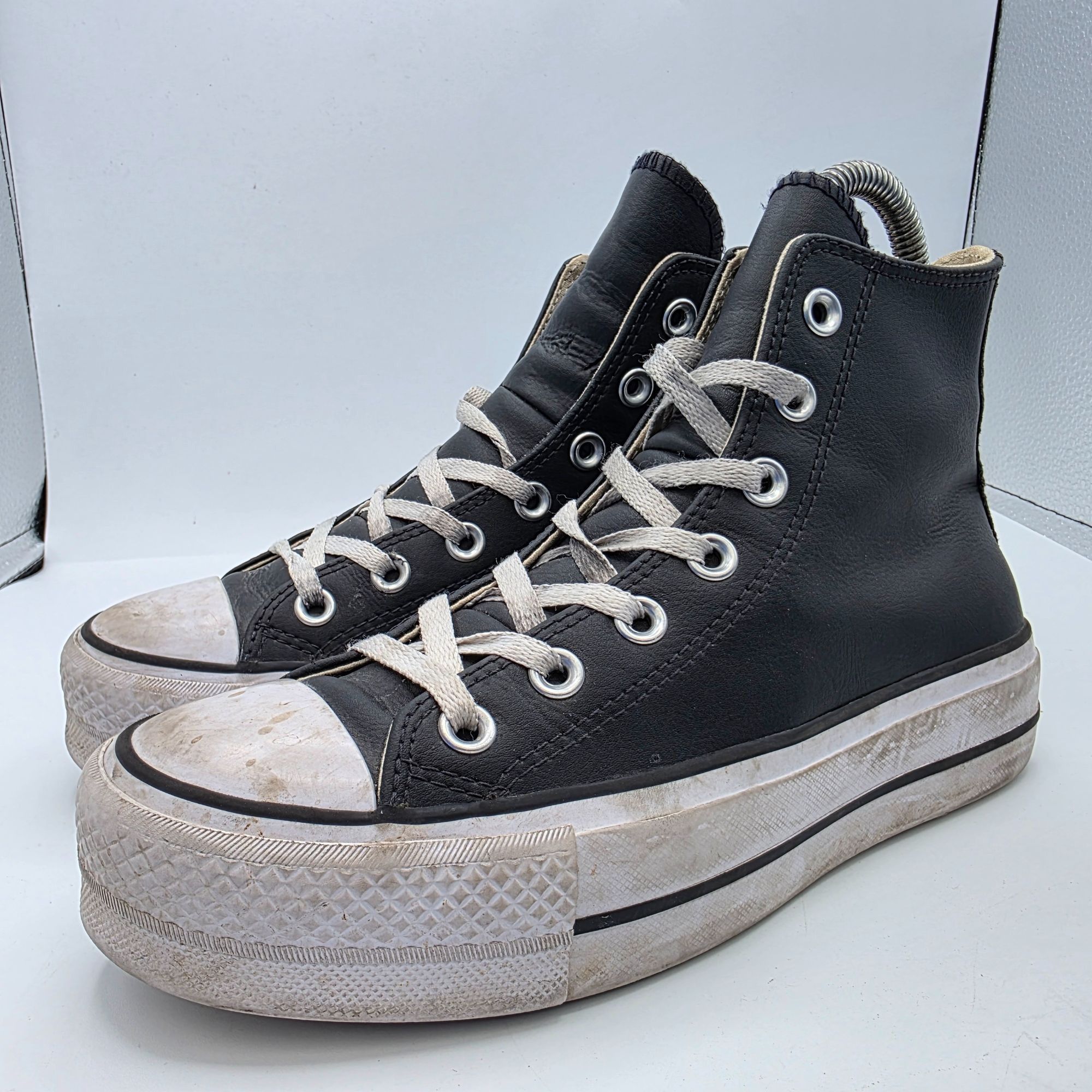 Converse Converse All Star Platform Hi Womens Size 7 Black Leather Sh Size US 7 / IT 37 - 4 Thumbnail