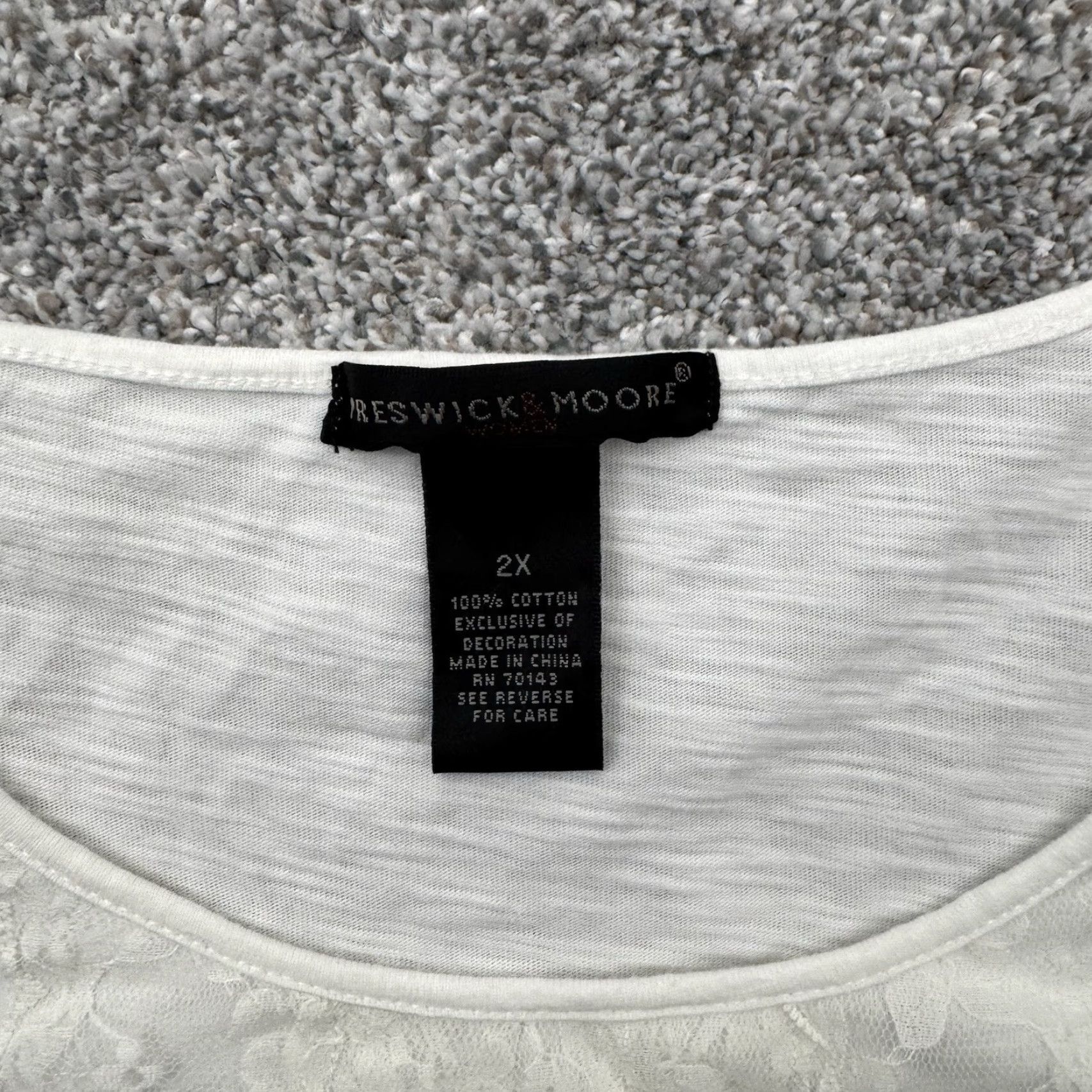 Vintage Preswick & Moore Boho Top Womens 2X Plus Lace Trim Pintuck Cottagecore Peasant Shirt White 100% Cotton Womens Size XXL / US 16-18 / IT 52-54 - 4 Thumbnail