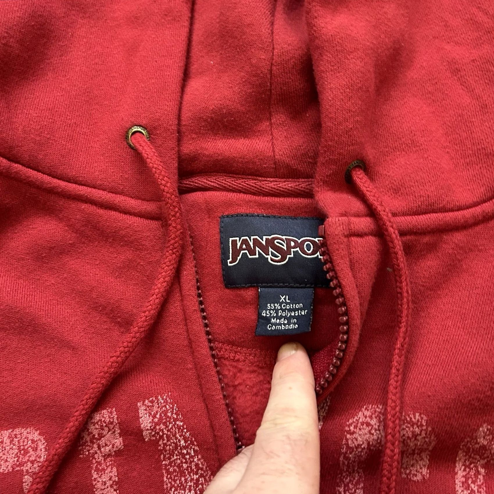 Jansport VINTAGE Jansport Hoodie College Full Zip IUPUI 2000s Y2K XL Red Men Mens XL Size US XL / EU 56 / 4 - 5 Thumbnail