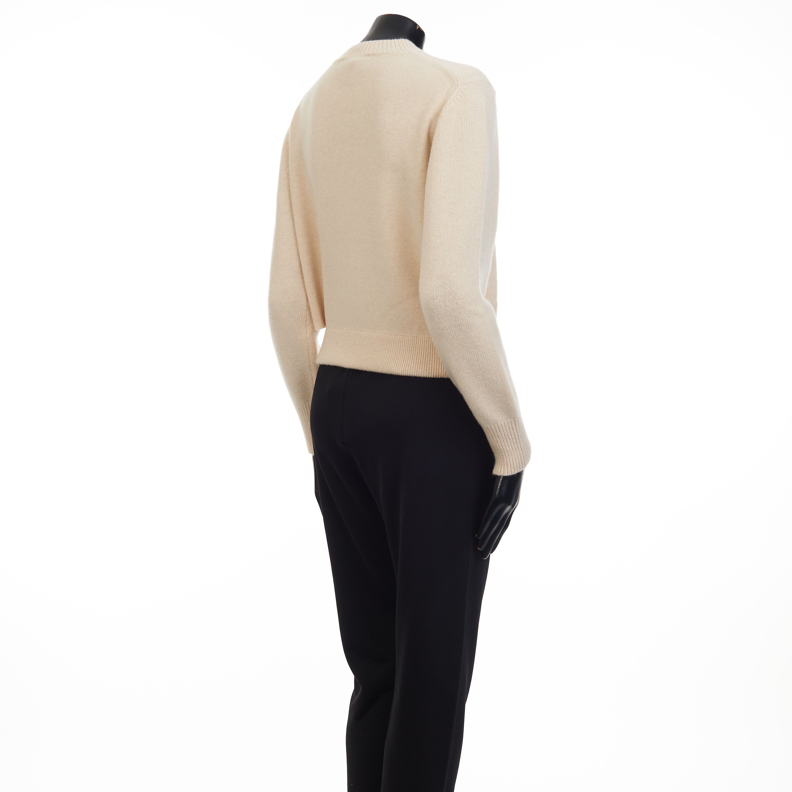 Fendi Beige Cashmere & Wool Sweater - Fendi Mirror Logo Motif Size S / US 4 / IT 40 - 6 Thumbnail