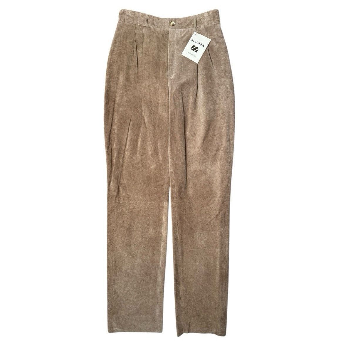 Other Maglia NEW Vintage Suede Leather Pants Pleated Straight Leg Size 30" / US 8 / IT 44 - 1 Thumbnail