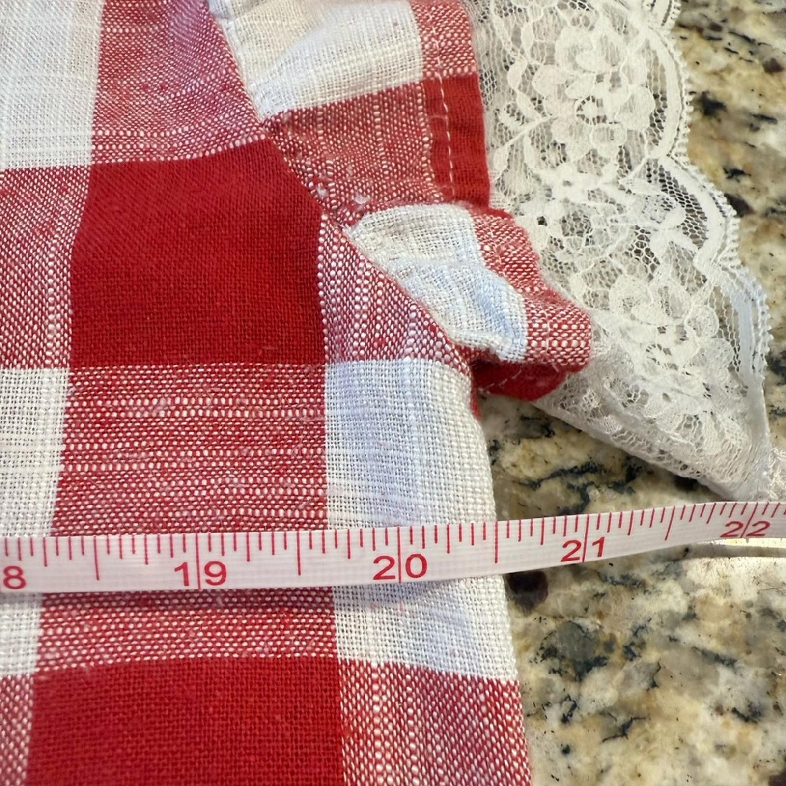 Other Wonderland by Orange linen blend red white plaid lace top LG Size L / US 10 / IT 46 - 9 Thumbnail