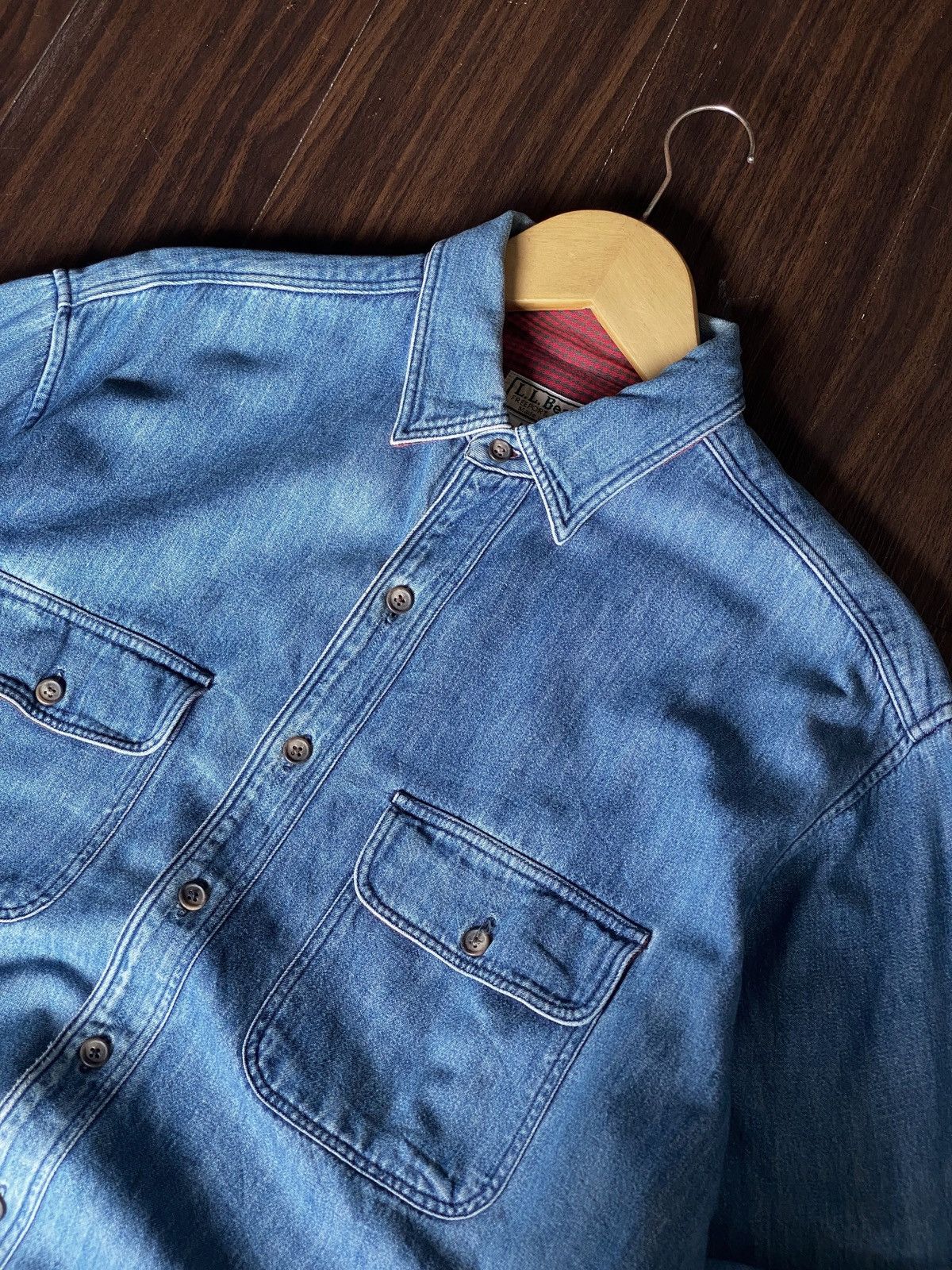 L.L. Bean 80s USA L.L BEAN FLANNEL LINED DENIM SHIRT Size US XL / EU 56 / 4 - 7 Thumbnail