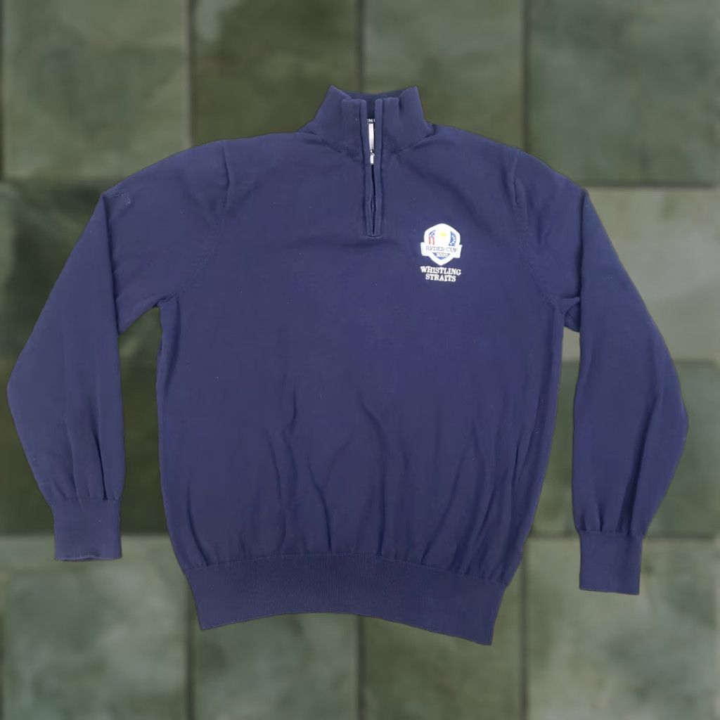 Vintage Glenmuir Sweater Mens Medium Blue 1/4 Zip Mock Neck Pullover Golf 2020 Ryder Cup Size US M / EU 48-50 / 2 - 1 Thumbnail