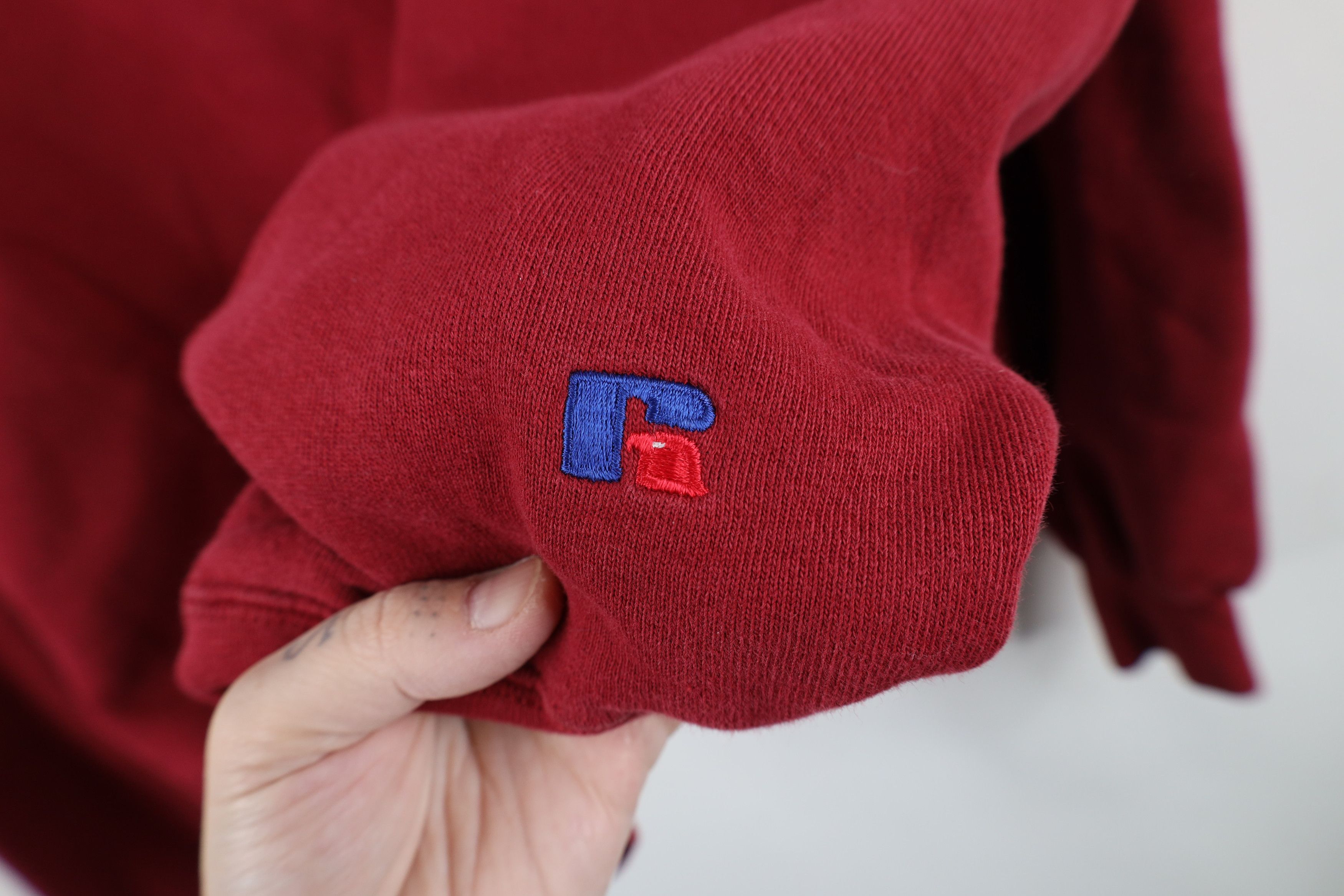 Russell Athletic Vintage 90s Russell Athletic Blank Henley Sweatshirt Red USA Size US L / EU 52-54 / 3 - 4 Thumbnail