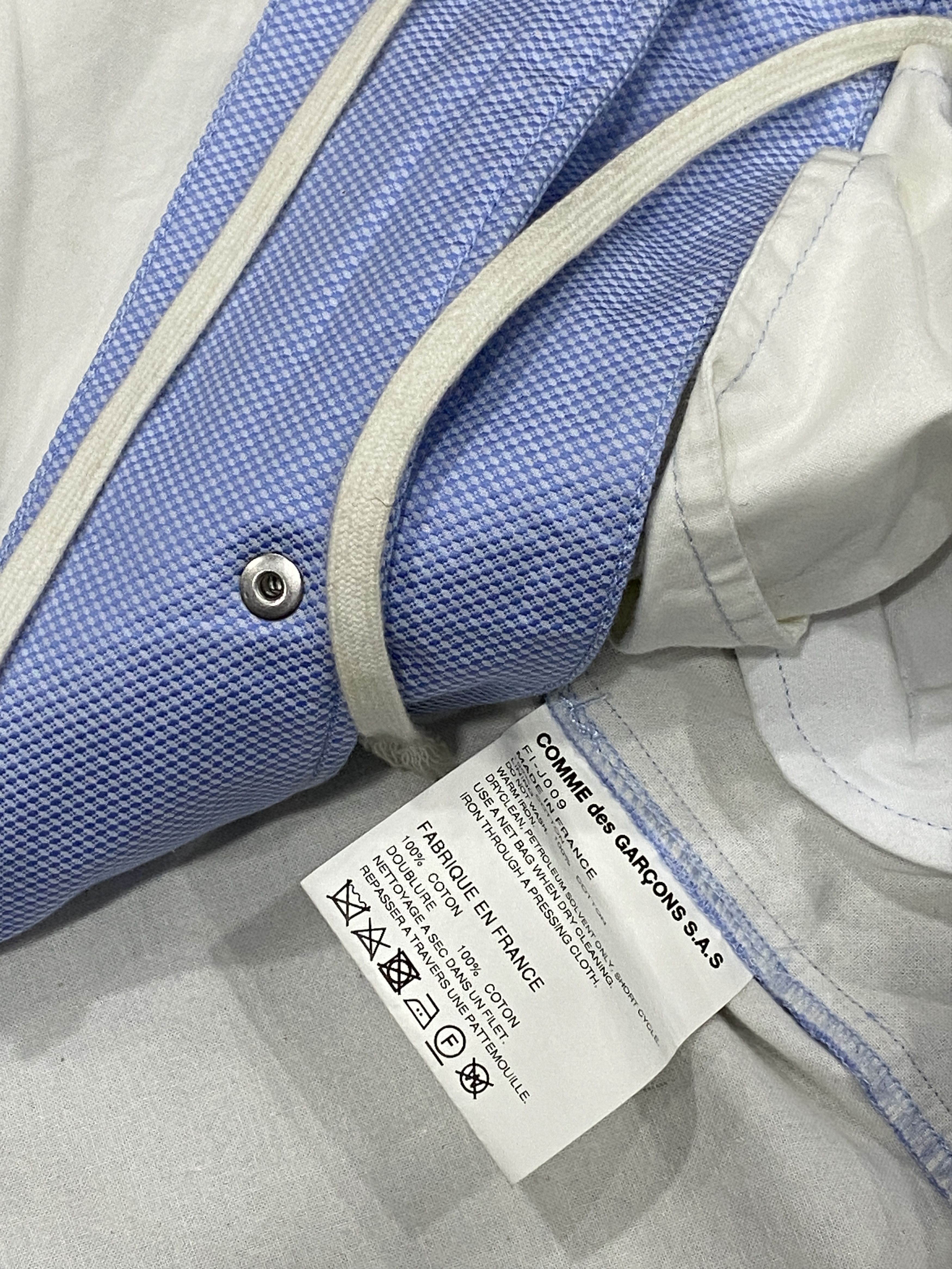 Comme des Garcons × Comme des Garcons SHIRT COMME DES GARCONS LIGHT BLUE RUFFLED ASYMMERIC JACKET LARGE Size US L / EU 52-54 / 3 - 6 Thumbnail
