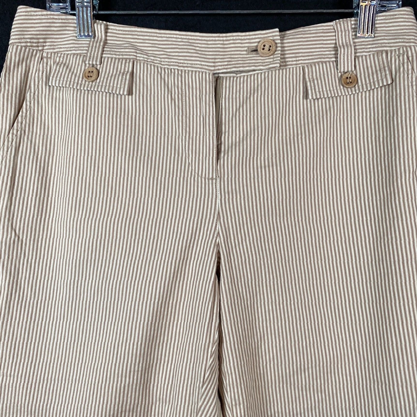 Talbots Talbots Womens Pants Tan Rust Striped Petite Mid Rise Cropped Capri Stretch 8P Size 24" / US 00 / IT 34 - 2 Thumbnail