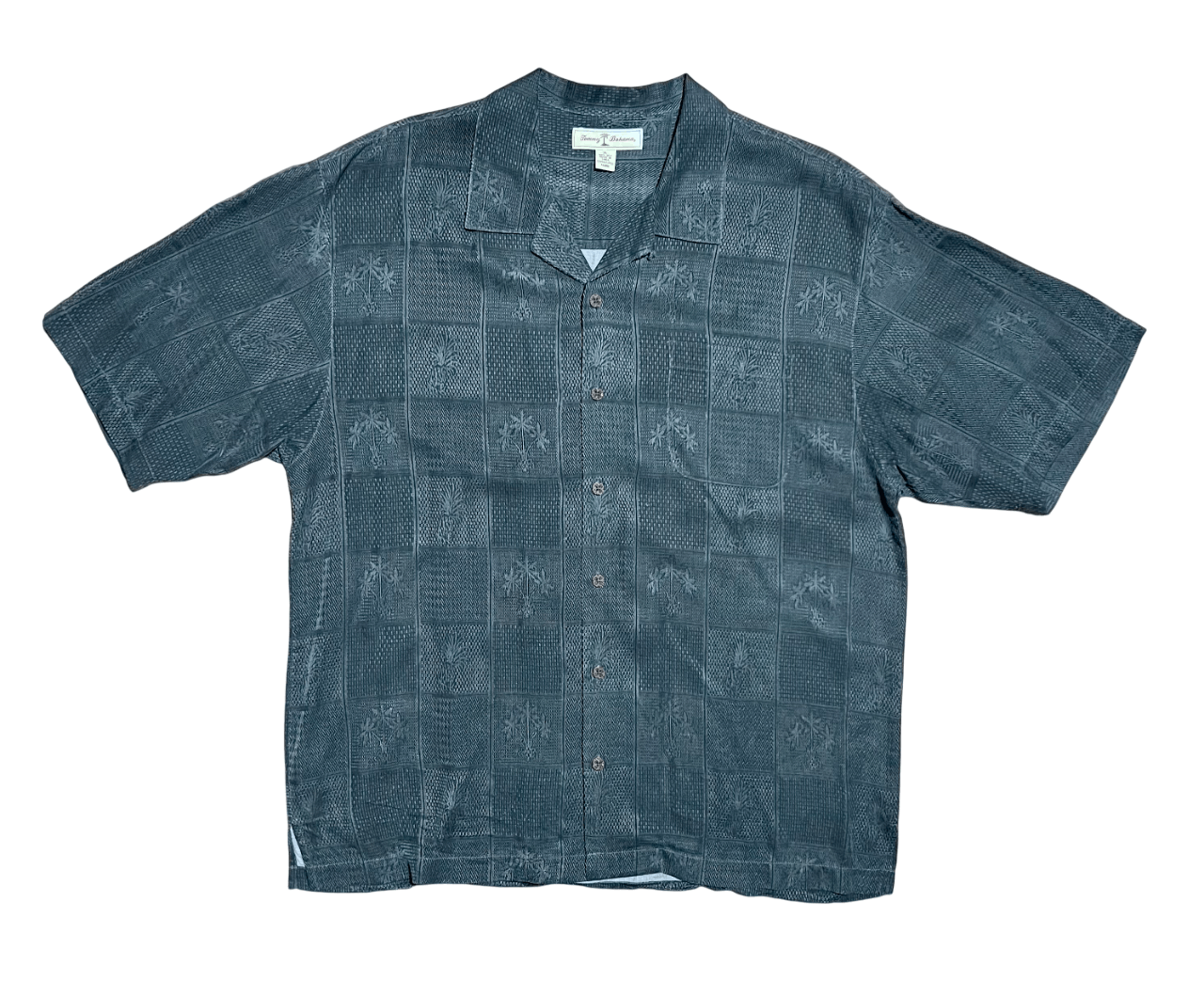 Tommy Bahama Tommy Bahama Dark Gray Silk Short Sleeve Button Up Shirt Size US XL / EU 56 / 4 - 1 Thumbnail