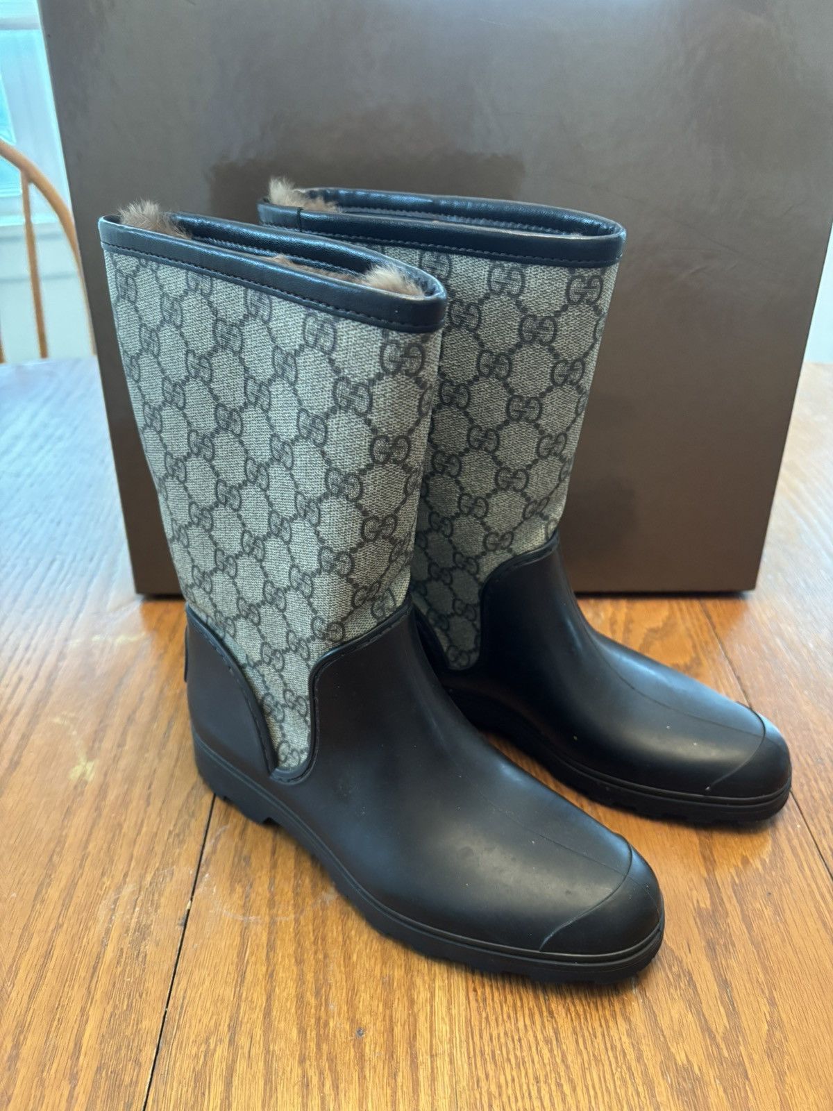 Gucci Gucci GG Plus Coated Canvas/Rubber Rain Boots Size US 6 / IT 36 - 1 Thumbnail