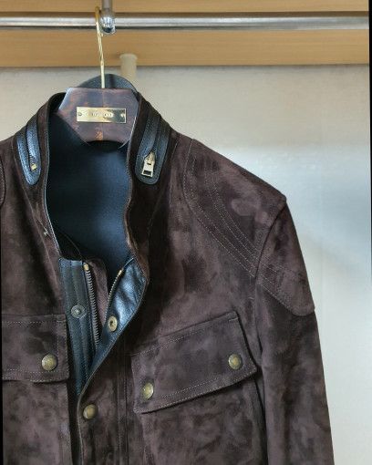 Tom Ford o1sm1stk0824 Cashmere Suede Motorcycle Field Jacket Size US M / EU 48-50 / 2 - 2 Thumbnail