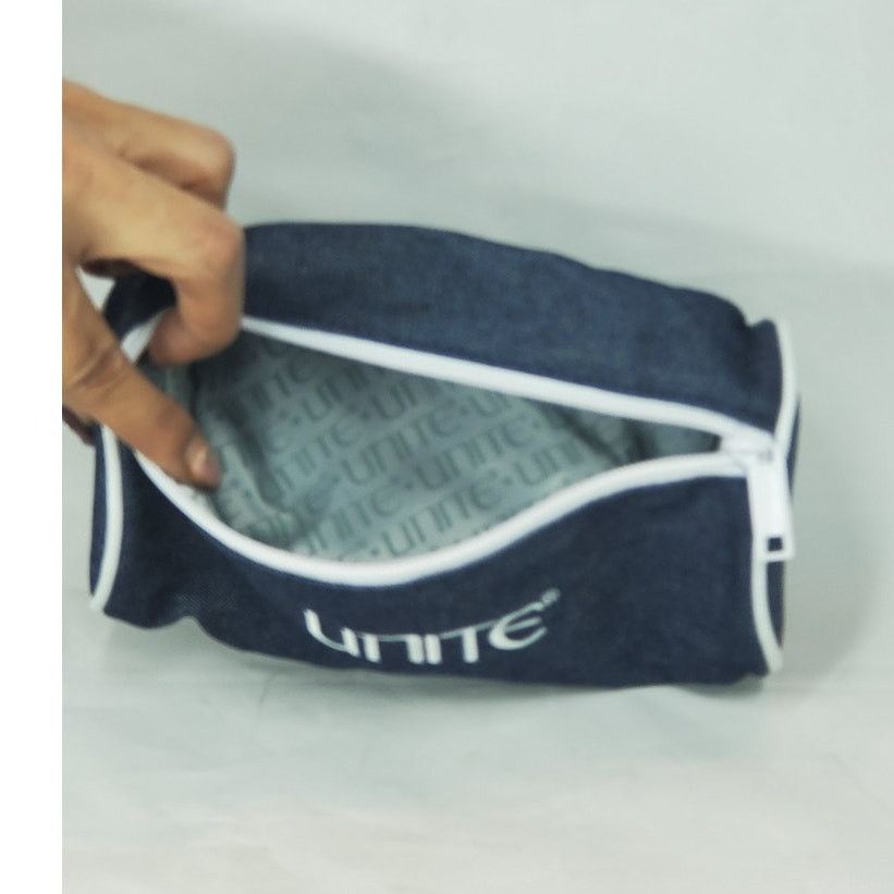 Other Unite Denim Barrel Cosmetic Bag Blue Zip Travel Case 8 Inch Size ONE SIZE - 3 Thumbnail