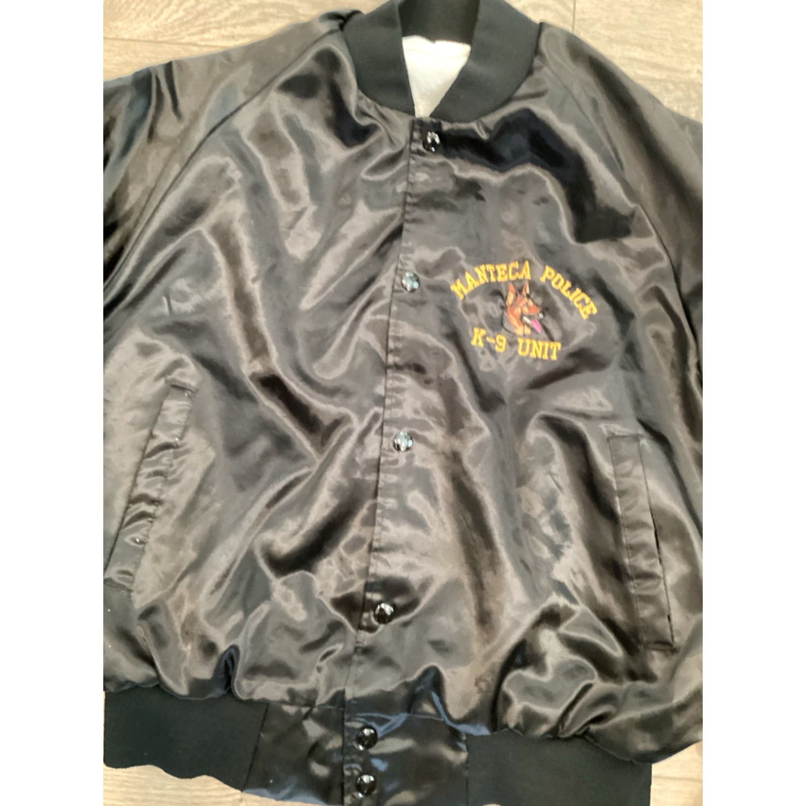 Vintage VINTAGE Auburn Jacket Manteca Police K-9 Unit Lined Bomber Black L Mens 90s Logo Unique Size US L / EU 52-54 / 3 - 2 Thumbnail