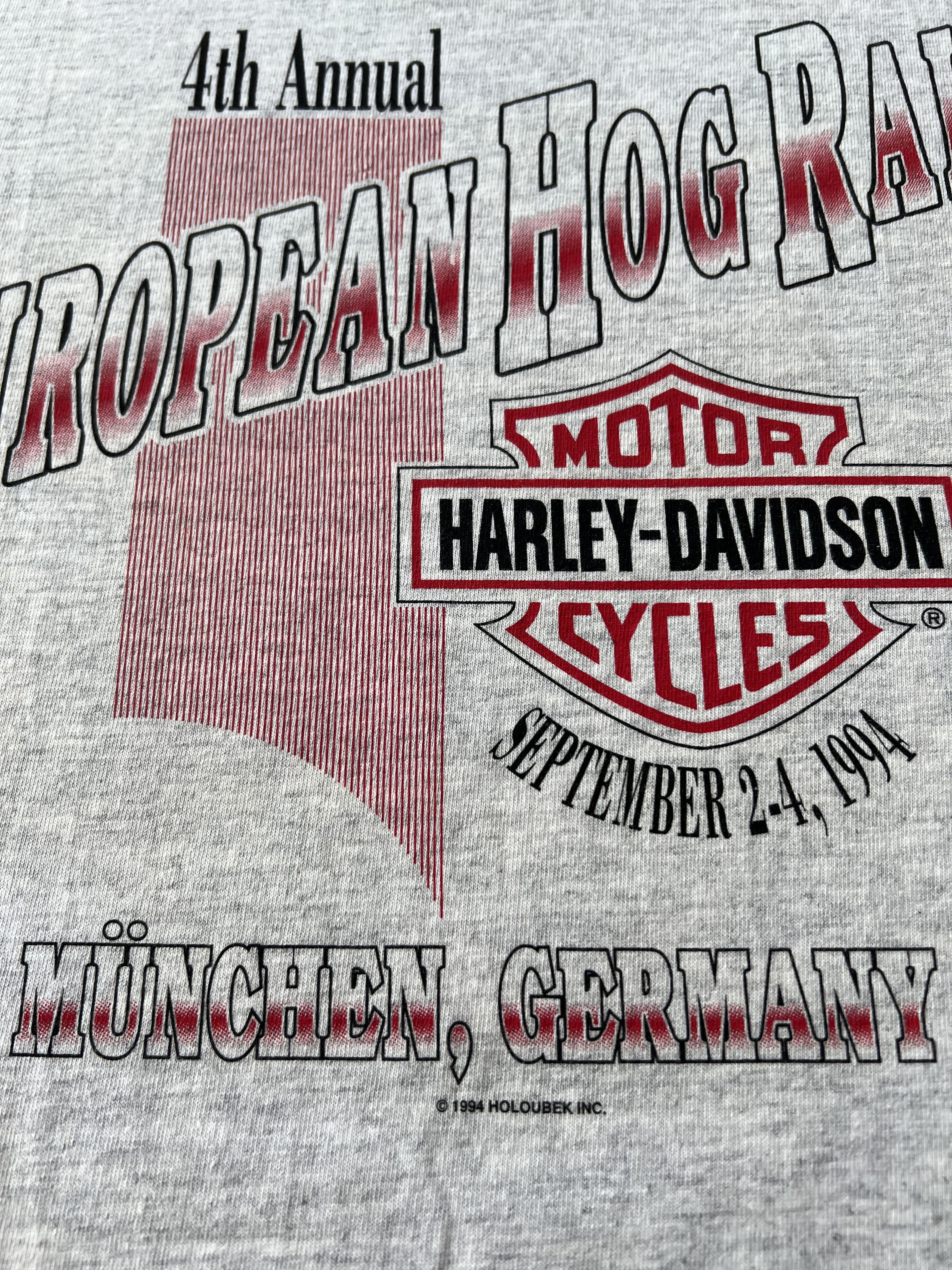 Harley Davidson Vintage 1994 Harley Davidson Hog Rally Eagle Gray T-shirt Size US XL / EU 56 / 4 - 17 Thumbnail