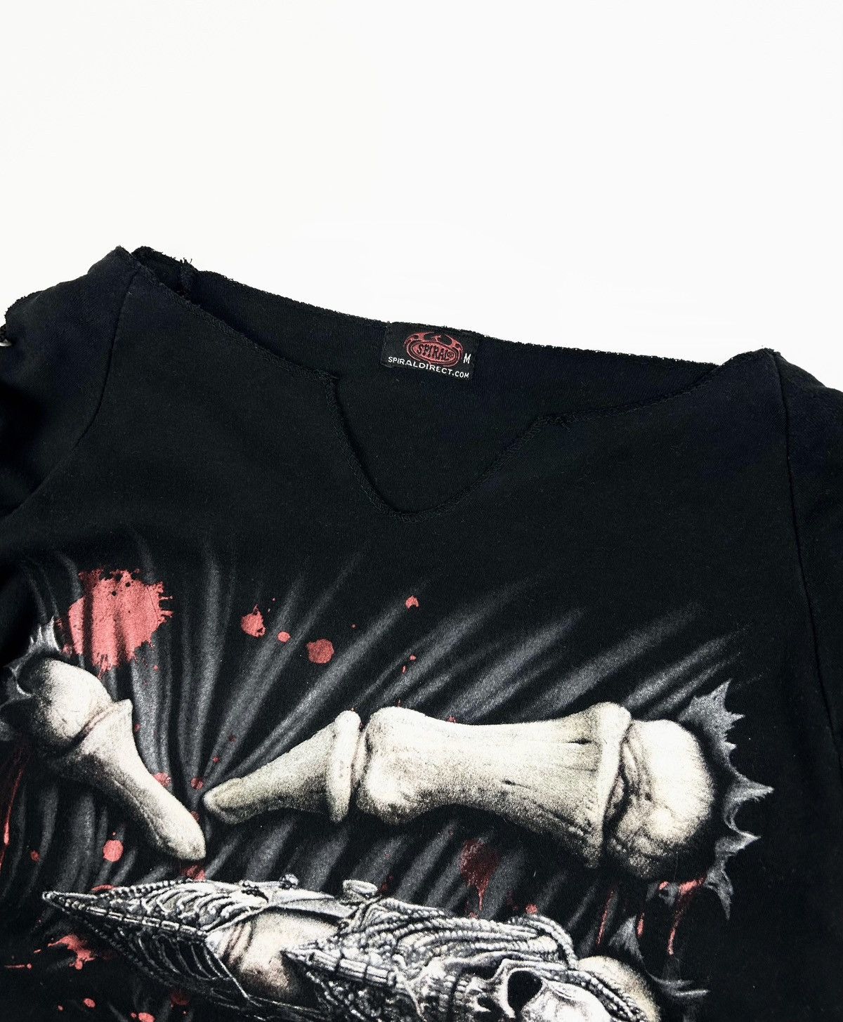 Japanese Brand Spiral Gothic Lace-Up Long Sleeve Shirt Skeleton Y2K Top Size M / US 6-8 / IT 42-44 - 8 Thumbnail