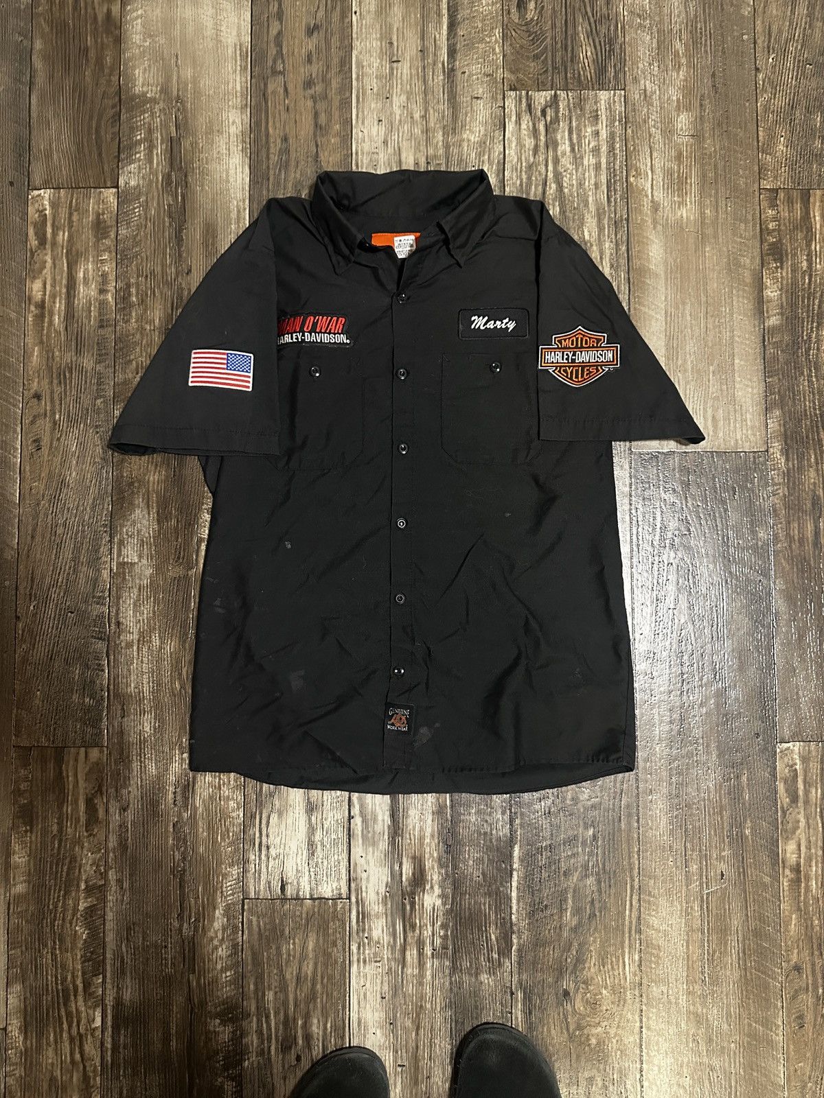 Harley Davidson × Vintage Vintage 90s Harley Davidson “Marty’s” Work Shirt Size US M / EU 48-50 / 2 - 1 Thumbnail