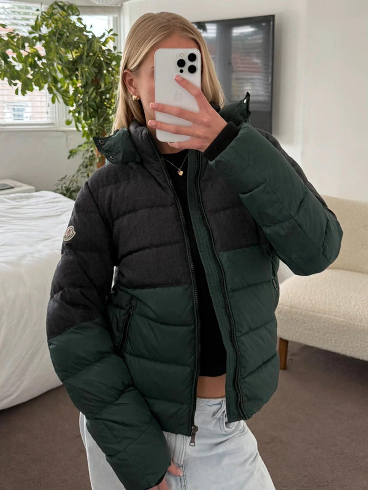 Moncler Moncler Charcoal & Deep Green Down Puffer Jacket Size L / US 10 / IT 46 - 2 Thumbnail
