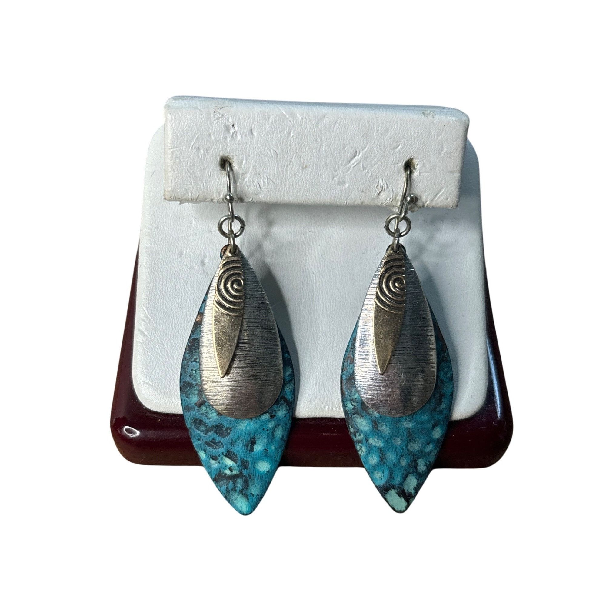 Other Turquoise & Silver-Tone Dangle Earrings With Abstract Leaf D Size ONE SIZE - 1 Thumbnail