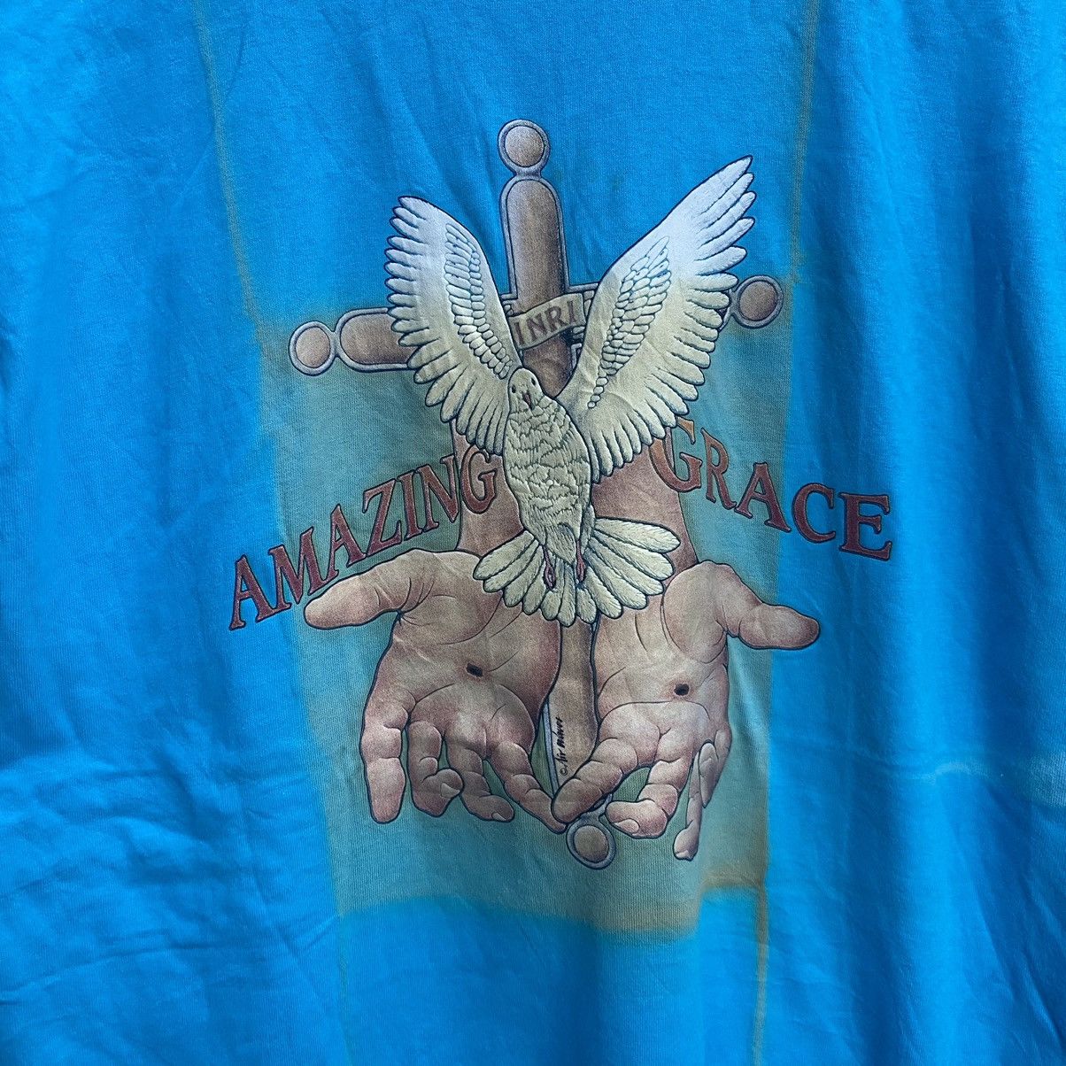 Band Tees × Vintage Vintage 90s Jesus Amazing Grace T Shirt Size US XL / EU 56 / 4 - 3 Thumbnail