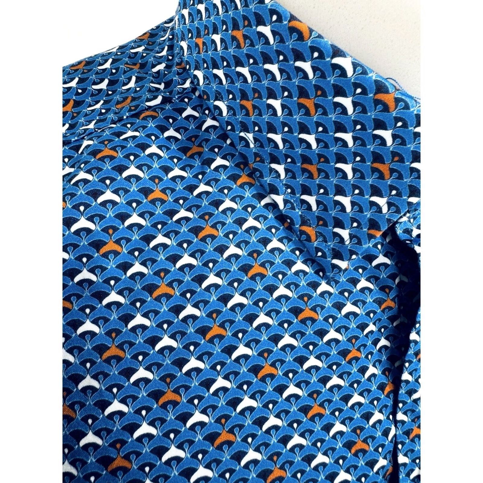 Robert Graham Robert Graham - New w Tags Geometric Mens S Shirt - Button-Up Short Sleeve Blue / Orange / White Men's Shirt S Size US S / EU 44-46 / 1 - 2 Thumbnail